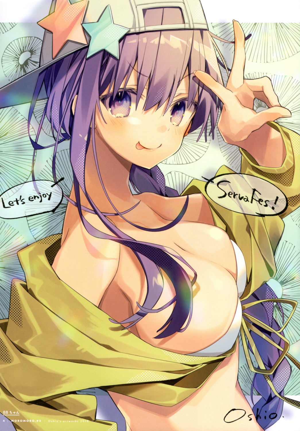 bb_(fate/extra_ccc) bikini cleavage fate/grand_order open_shirt oshioshio swimsuits