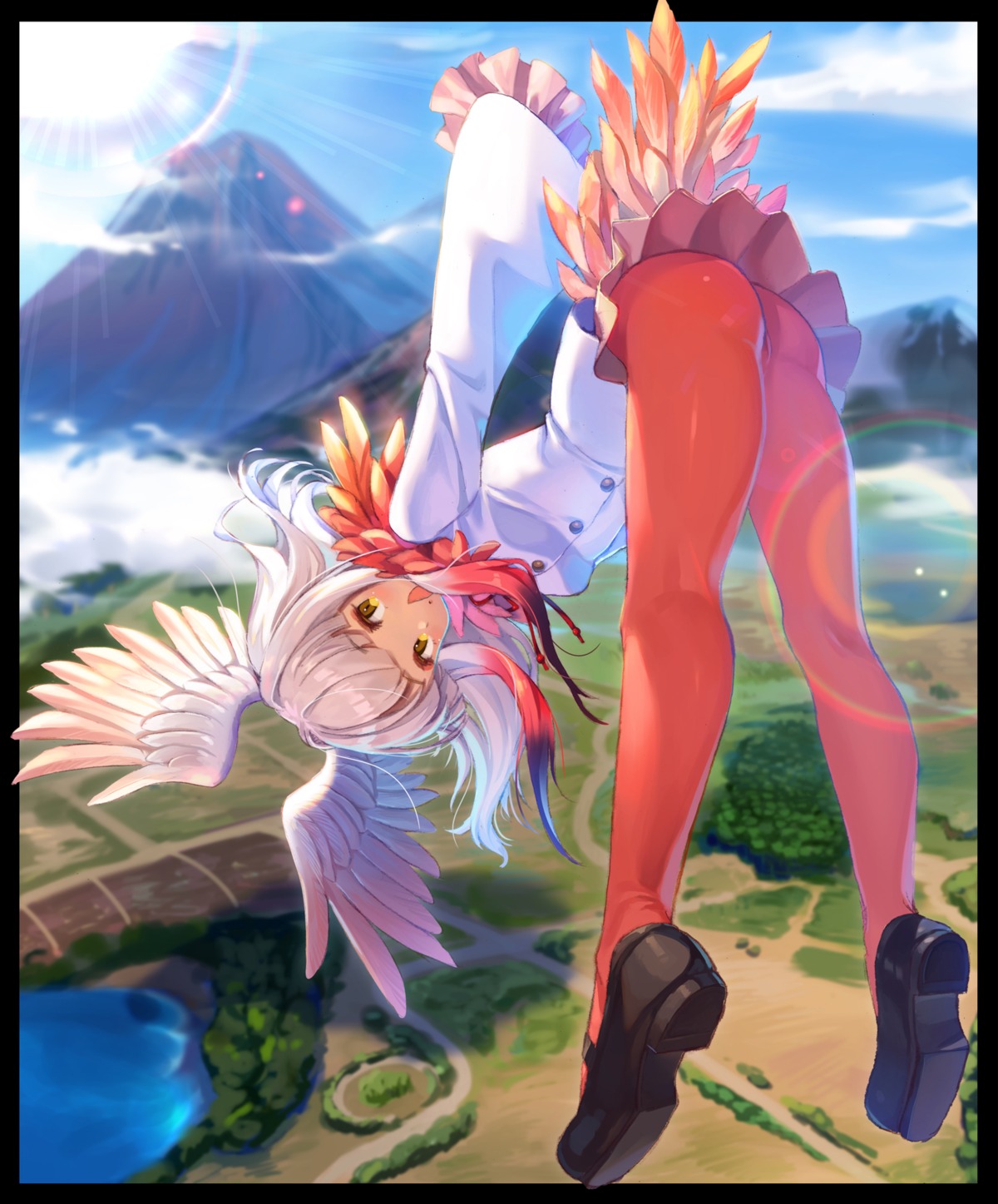 ass crested_ibis joey_koguma kemono_friends pantyhose wings