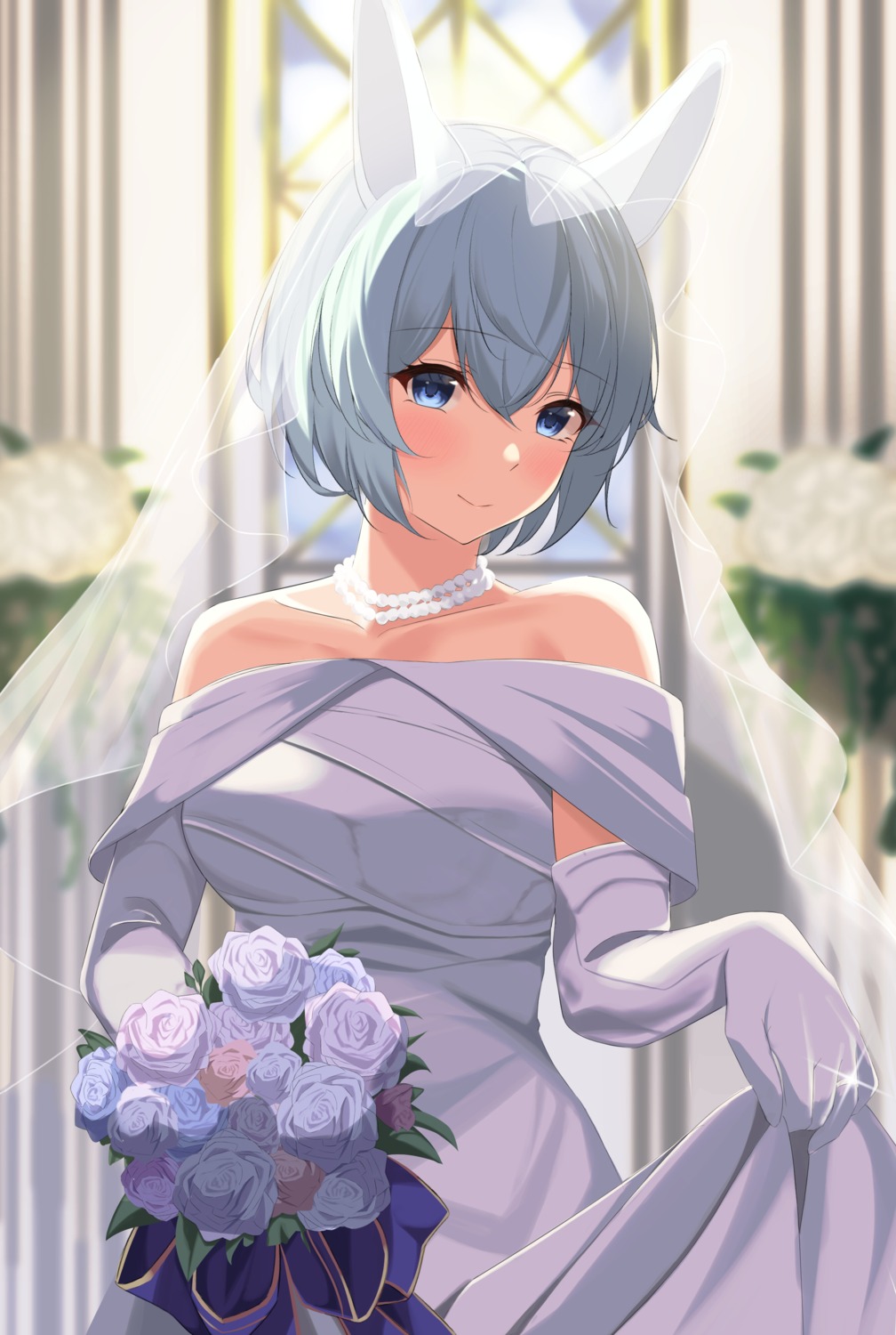 animal_ears cathy_idx dress see_through seiun_sky_(umamusume) uma_musume_pretty_derby wedding_dress