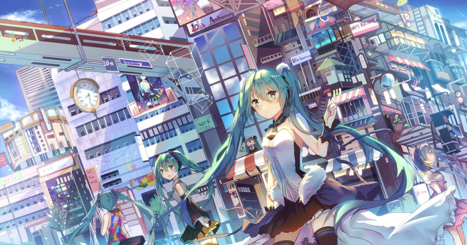 corpse_(pixiv) dress hatsune_miku headphones thighhighs vocaloid