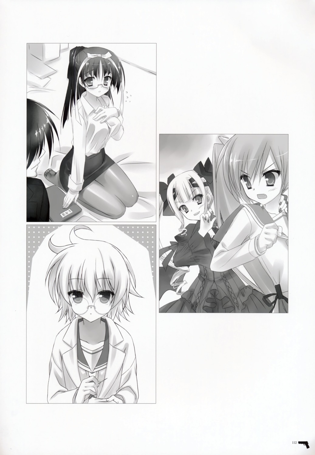 hidan_no_aria hilda_tepes hotogi_shirayuki kanzaki_h_aria kobuichi megane monochrome pantyhose reki_(hidan_no_aria) seifuku tooyama_kinji