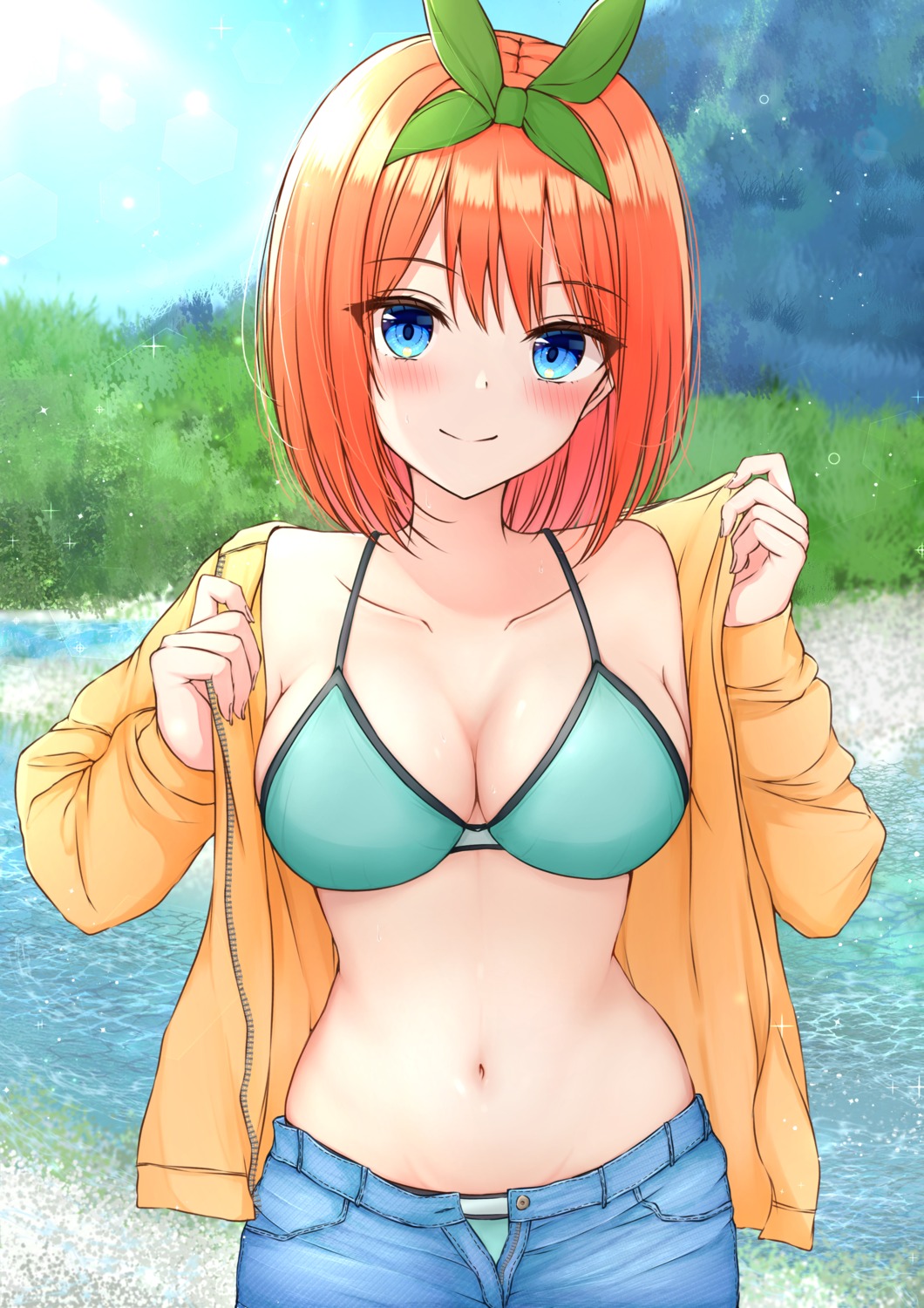 5-toubun_no_hanayome bikini nakano_yotsuba open_shirt swimsuits undressing yukiunag1