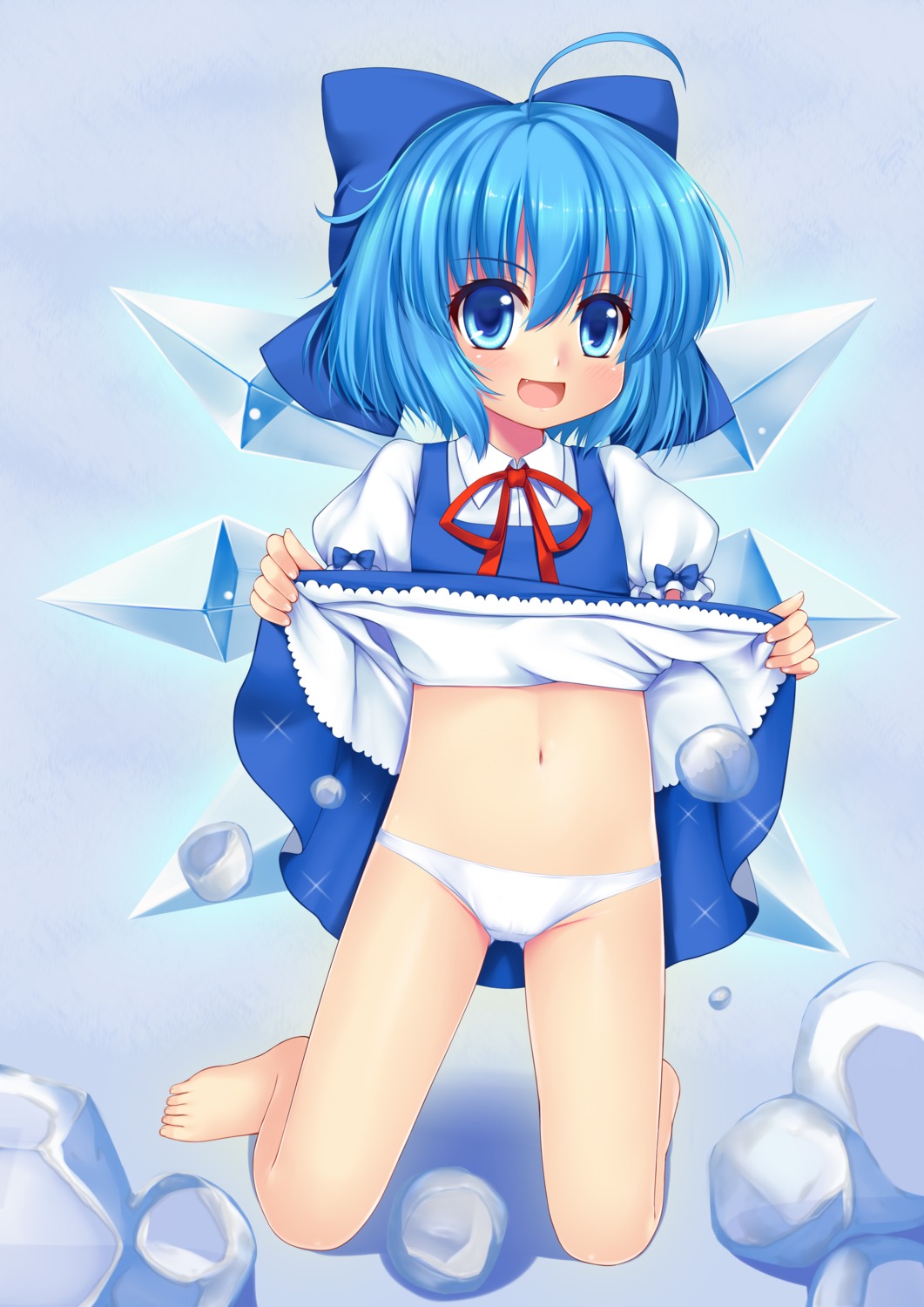 cameltoe cirno loli ookami_ryuu pantsu seifuku skirt_lift touhou