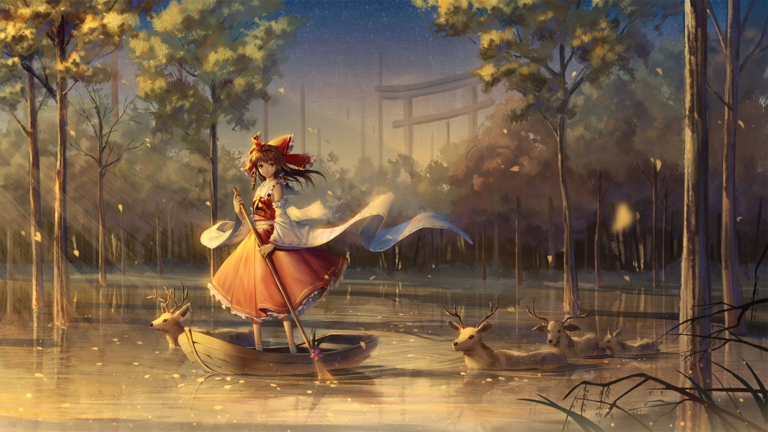 hakurei_reimu japanese_clothes ji_dao_ji landscape touhou