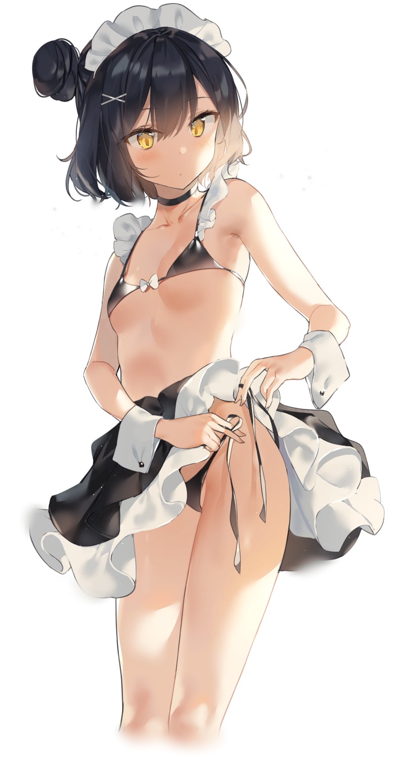 bikini kurutsu maid skirt_lift swimsuits undressing