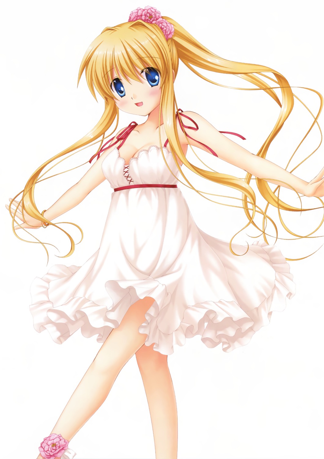 air cleavage dress hinoue_itaru kamio_misuzu key no_bra skirt_lift summer_dress