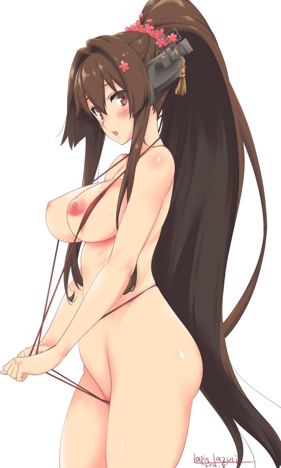 breasts kantai_collection lkakeu nipples sling_bikini swimsuits yamato_(kancolle)