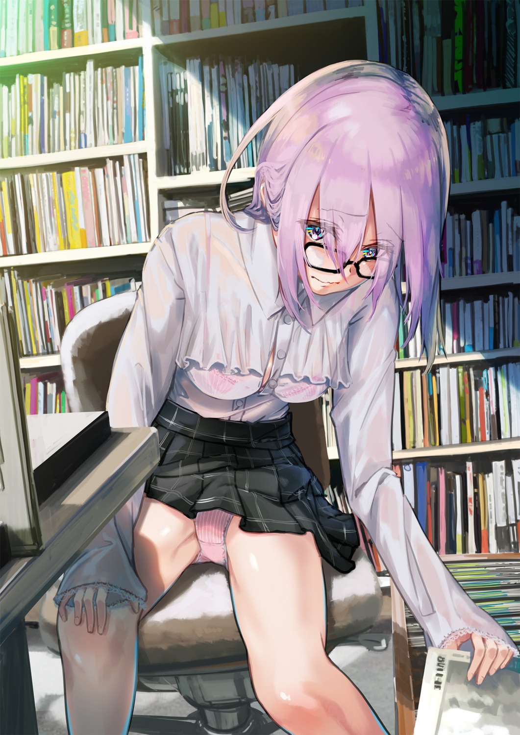 bra fate/grand_order mash_kyrielight megane nigorimizu pantsu see_through shimapan