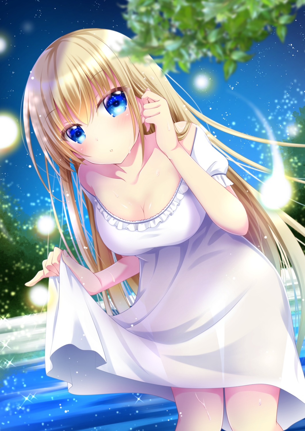 chibinon dress no_bra nopan see_through summer_dress wet