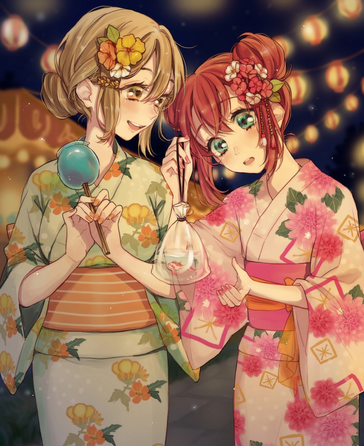 kunikida_hanamaru kurosawa_ruby love_live!_sunshine!! sudach_koppe yukata