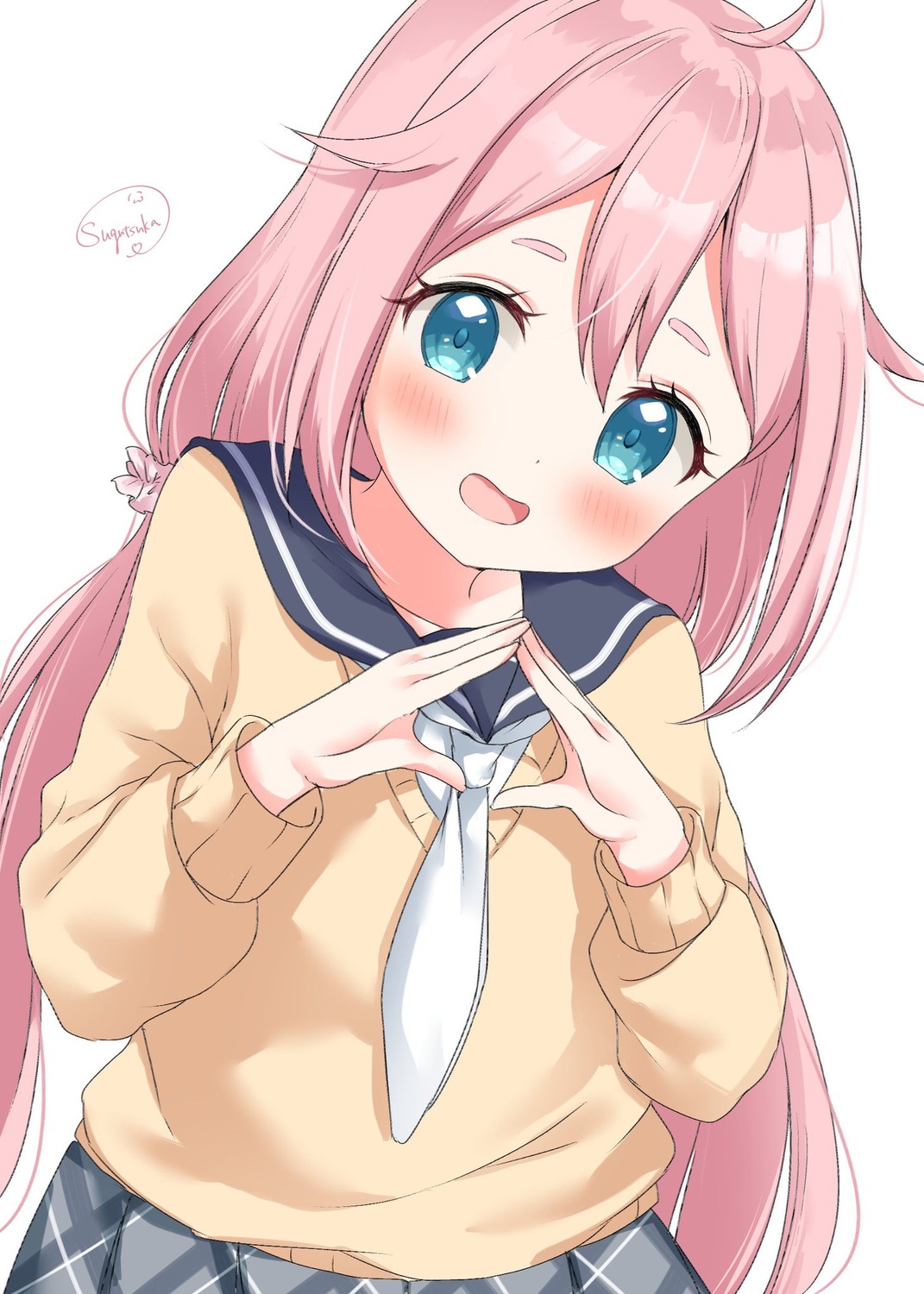 kagamihara_nadeshiko seifuku sugutsuka_rerun sweater yurucamp