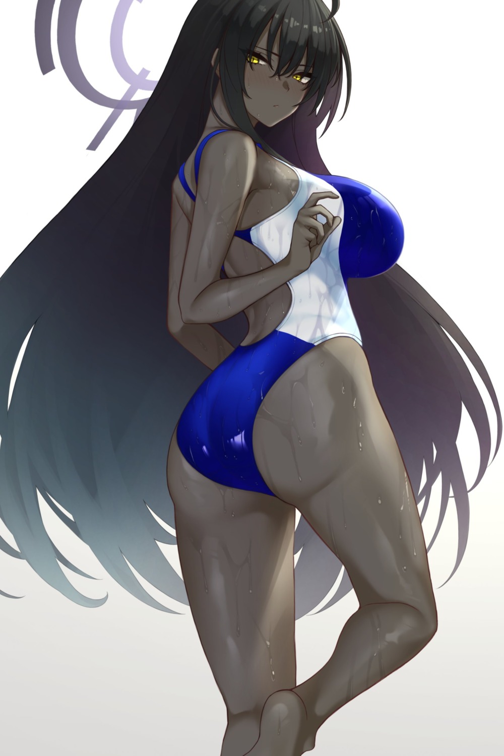 ass blue_archive halo kakudate_karin swimsuits taiyou-n wet