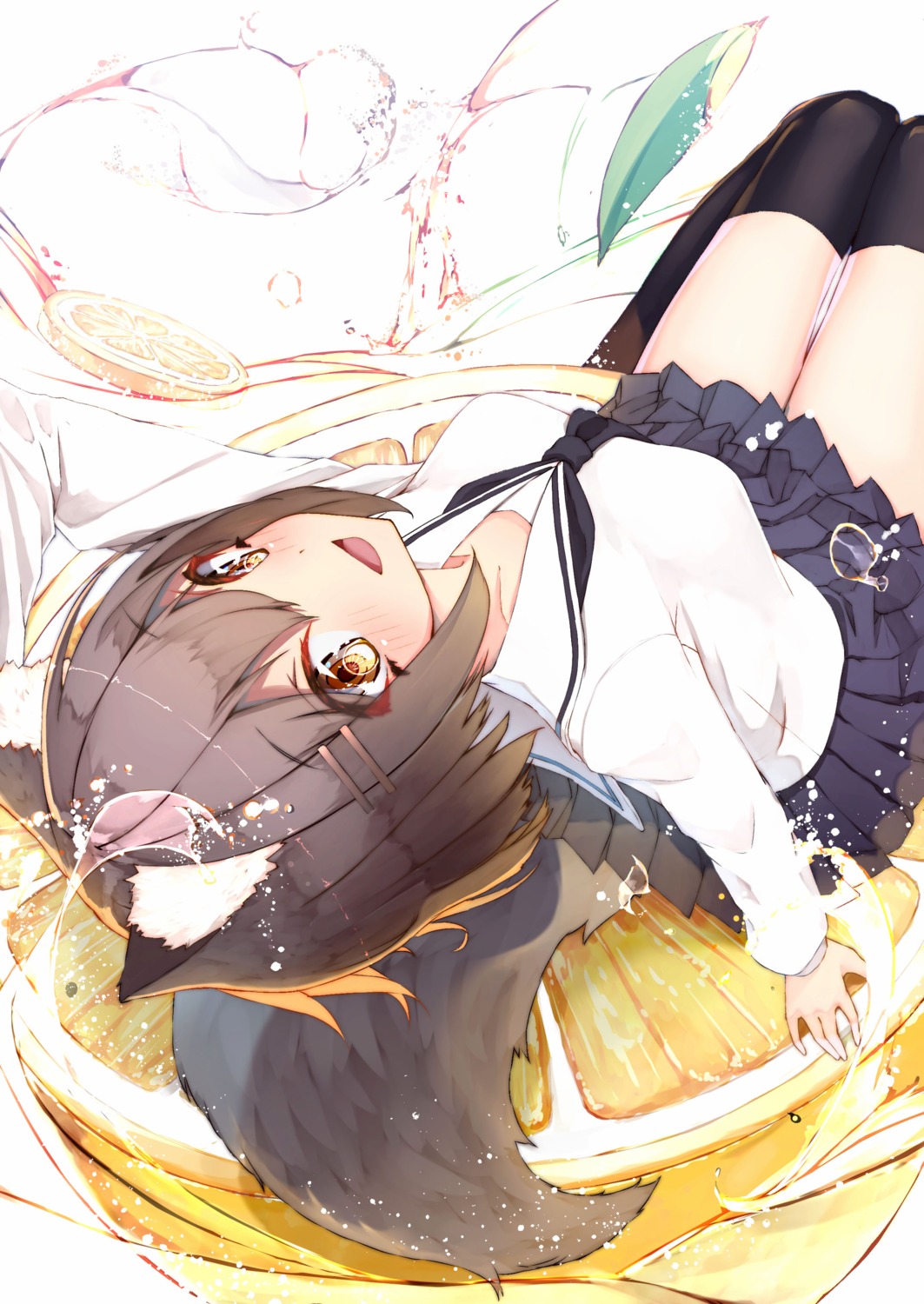 animal_ears mayogii seifuku tail thighhighs