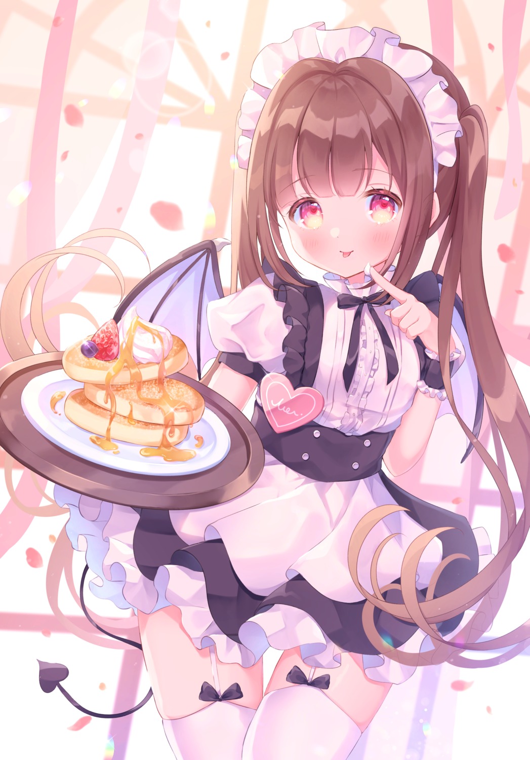 maid omochi_monaka stockings tail thighhighs waitress wings