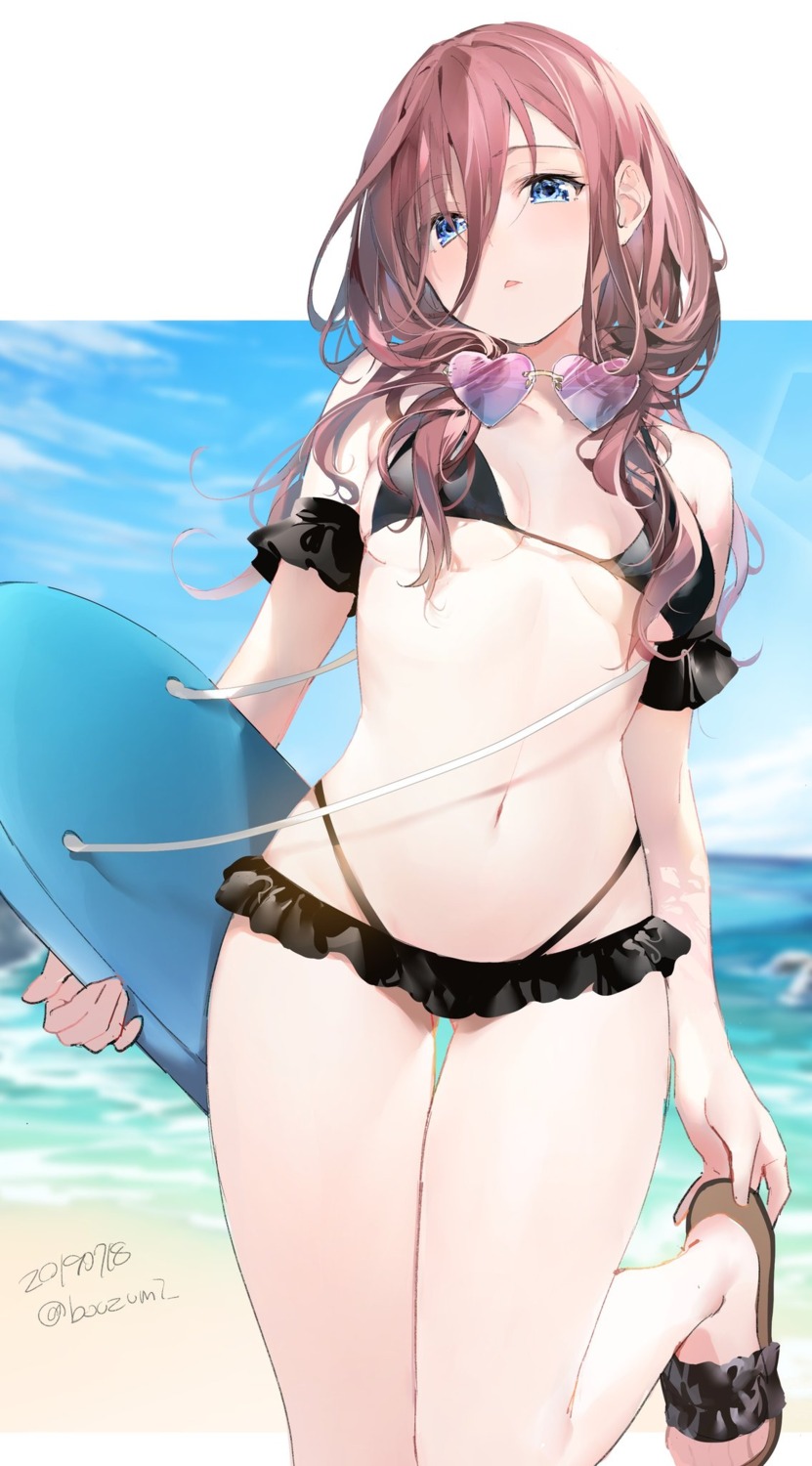 5-toubun_no_hanayome bikini megane nakano_miku swimsuits umibouzu_(niito) underboob