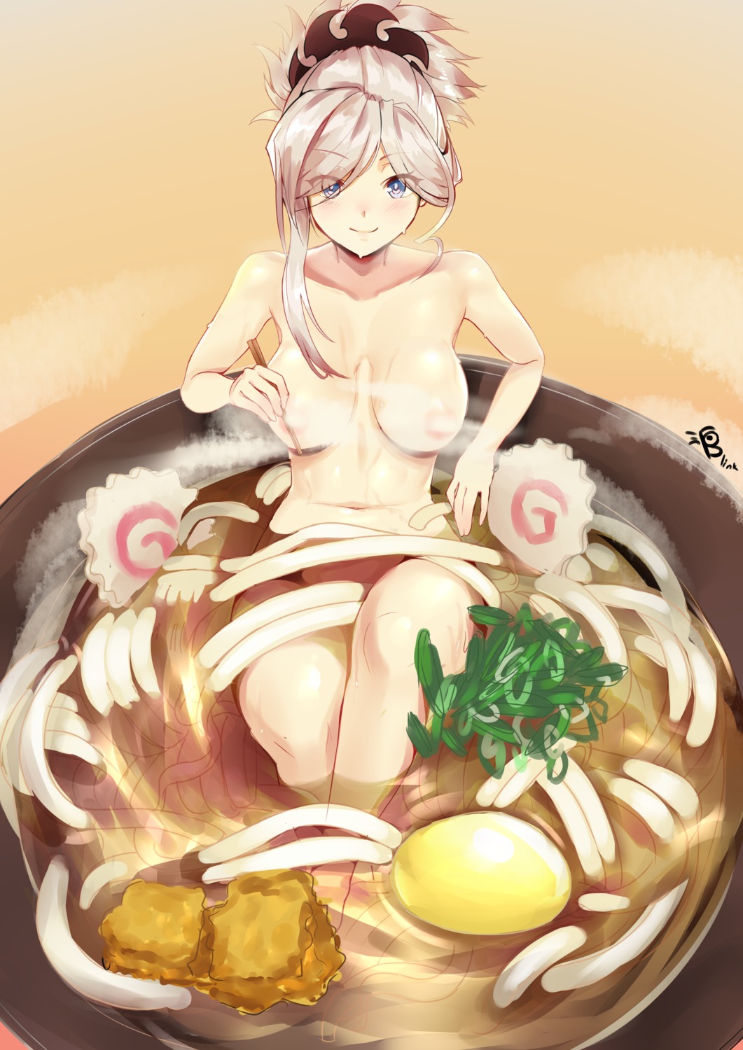 areola bathing blinkblink_art censored fate/grand_order miyamoto_musashi_(fate) naked wet