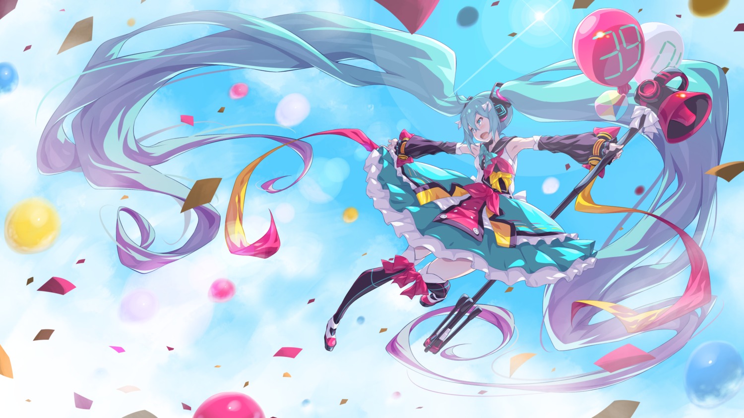 dress hatsune_miku magical_mirai thighhighs twonineone vocaloid