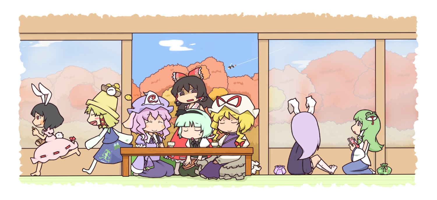 hakurei_reimu inaba_tewi inishie kochiya_sanae konpaku_youmu moriya_suwako reisen_udongein_inaba saigyouji_yuyuko shameimaru_aya touhou yakumo_yukari