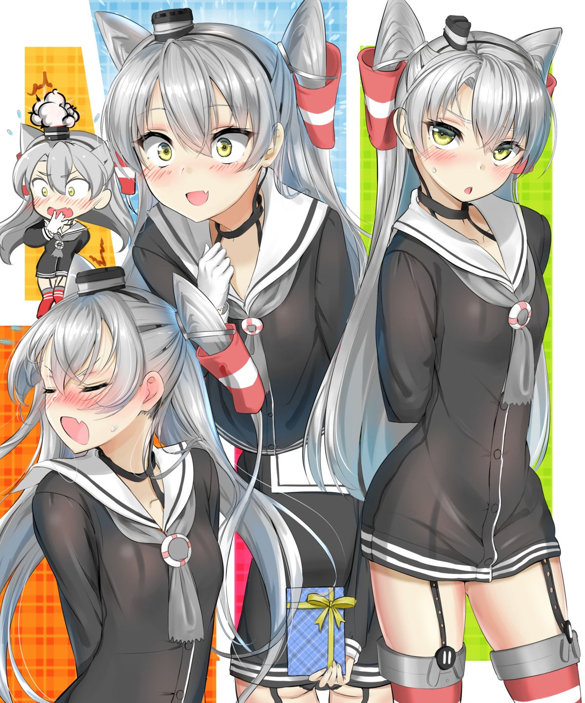 amatsukaze_(kancolle) ass chibi kantai_collection kotoba_suzu pantsu see_through seifuku stockings thighhighs