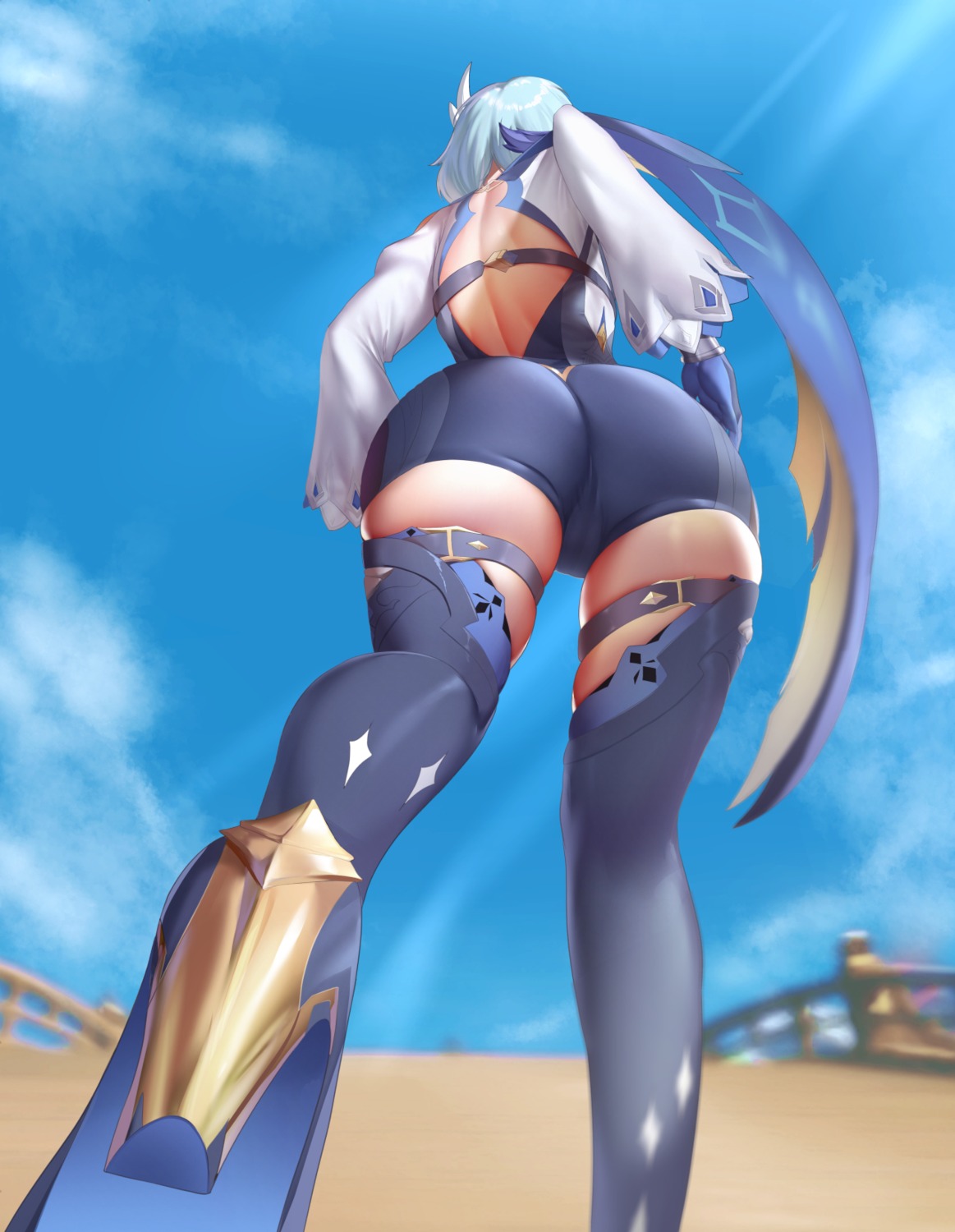 ass cameltoe eula garter genshin_impact heels kariza thighhighs