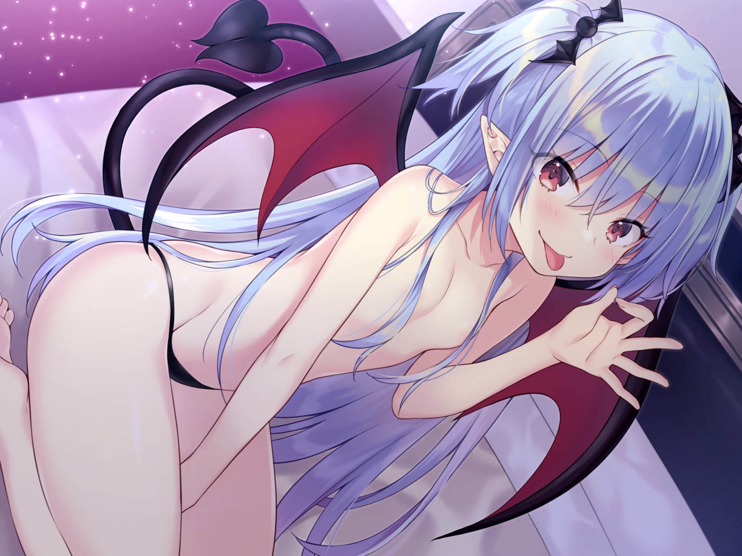 kokusan_moyashi pantsu pointy_ears tail topless wings