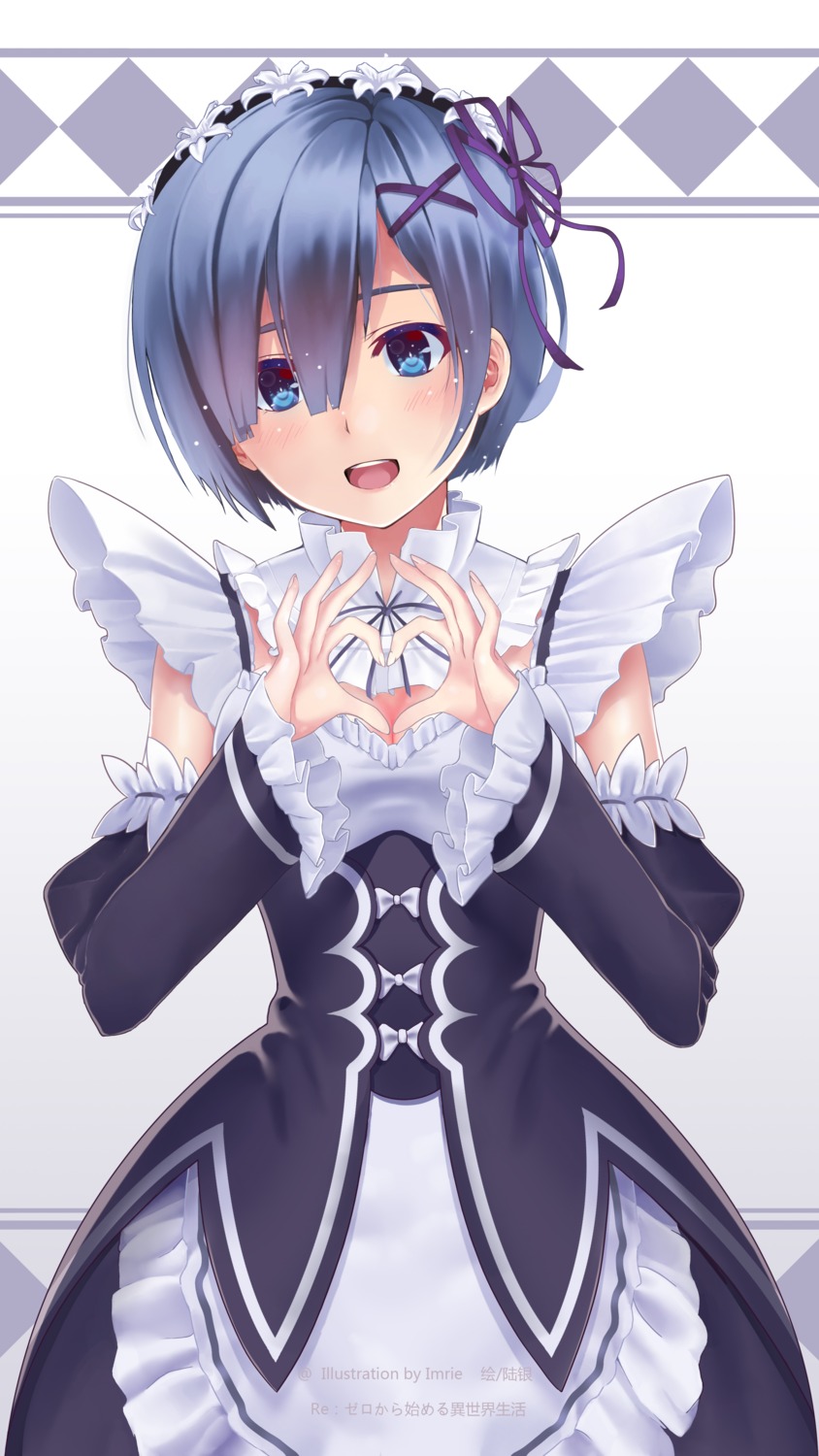 cleavage maid nishiro_ryoujin official_watermark re_zero_kara_hajimeru_isekai_seikatsu rem_(re_zero)