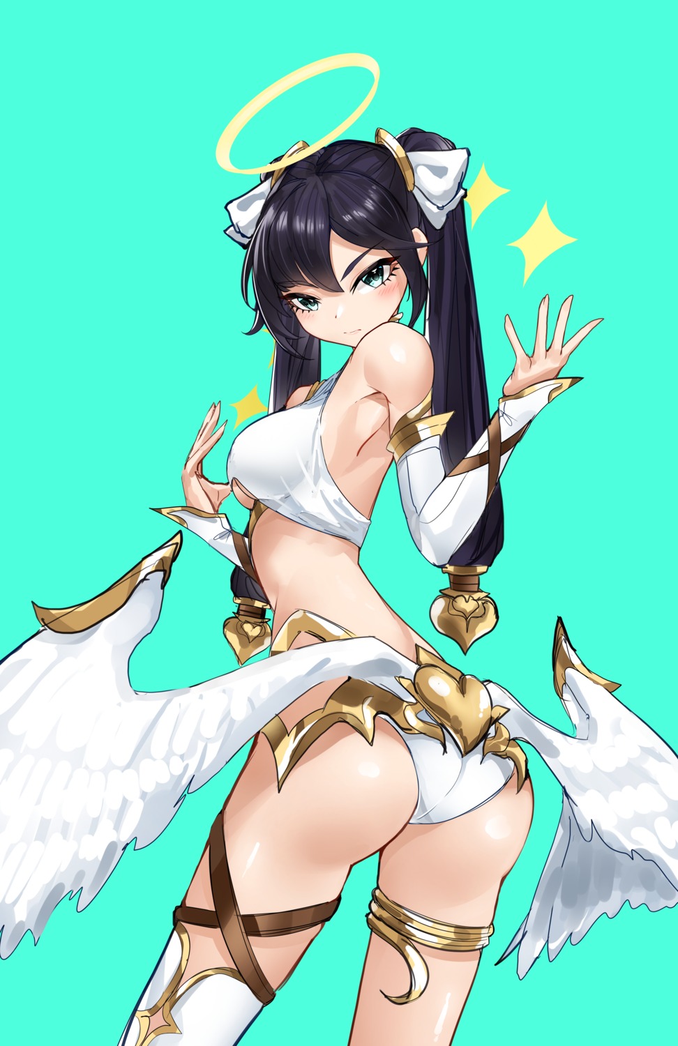 angel ass bikini casul garter swimsuits thighhighs thong wings