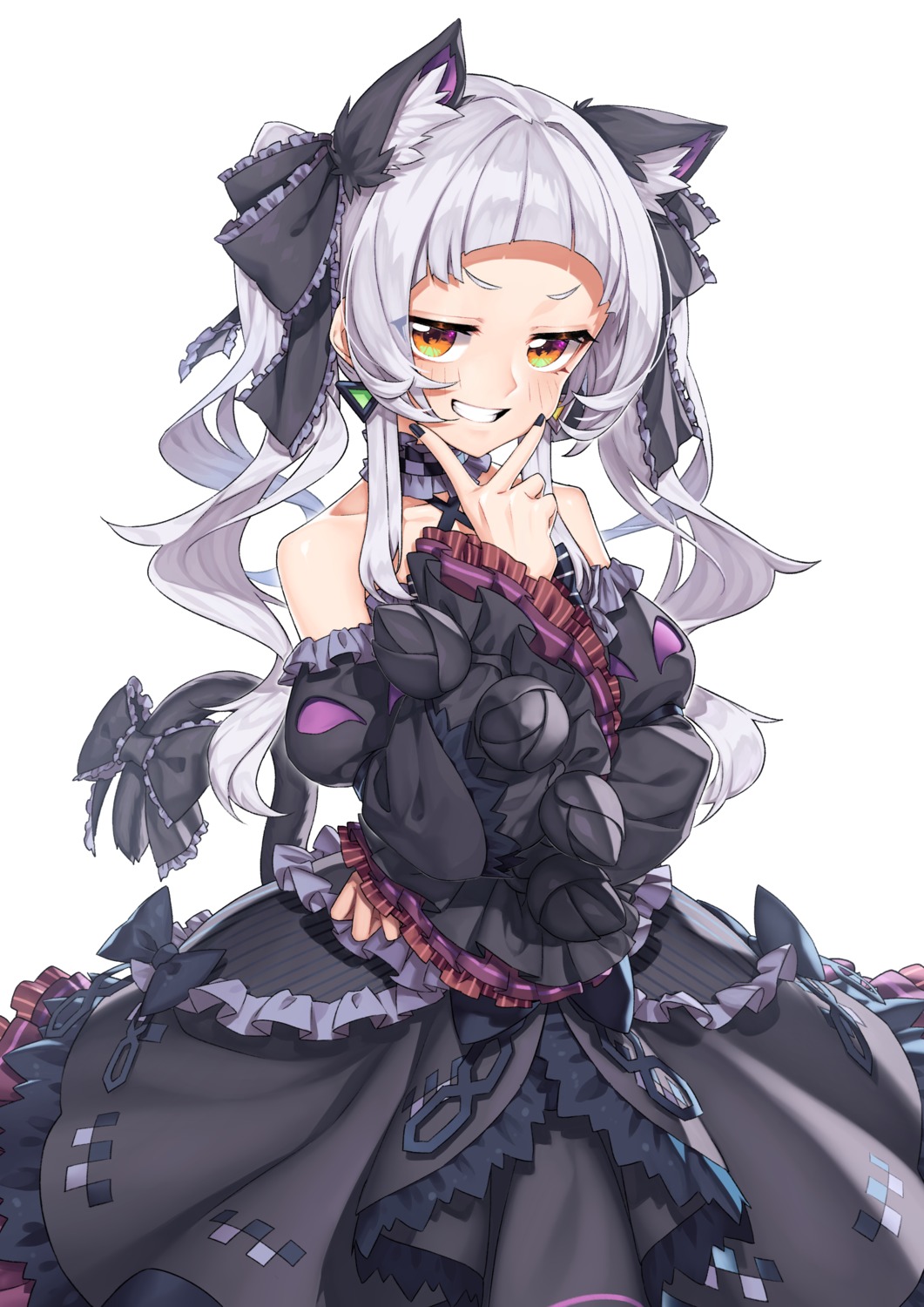 animal_ears gothic_lolita hololive lolita_fashion murasaki_shion neko7 nekomimi tail