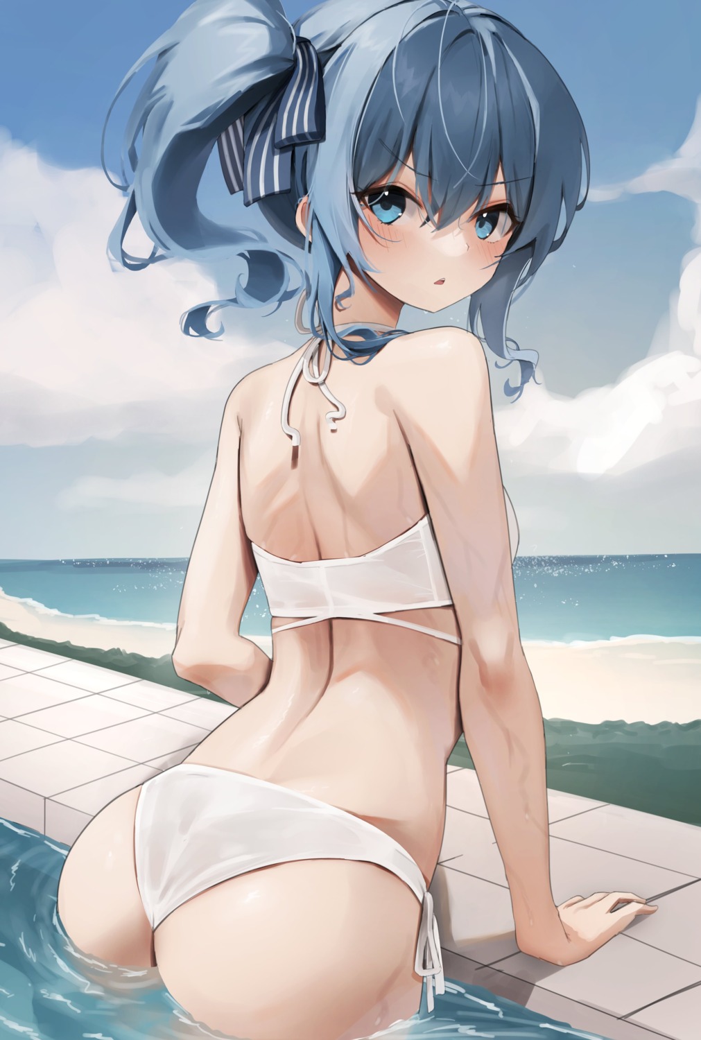 ass bikini hololive hoshimachi_suisei kall_(wv0102) swimsuits thong wet