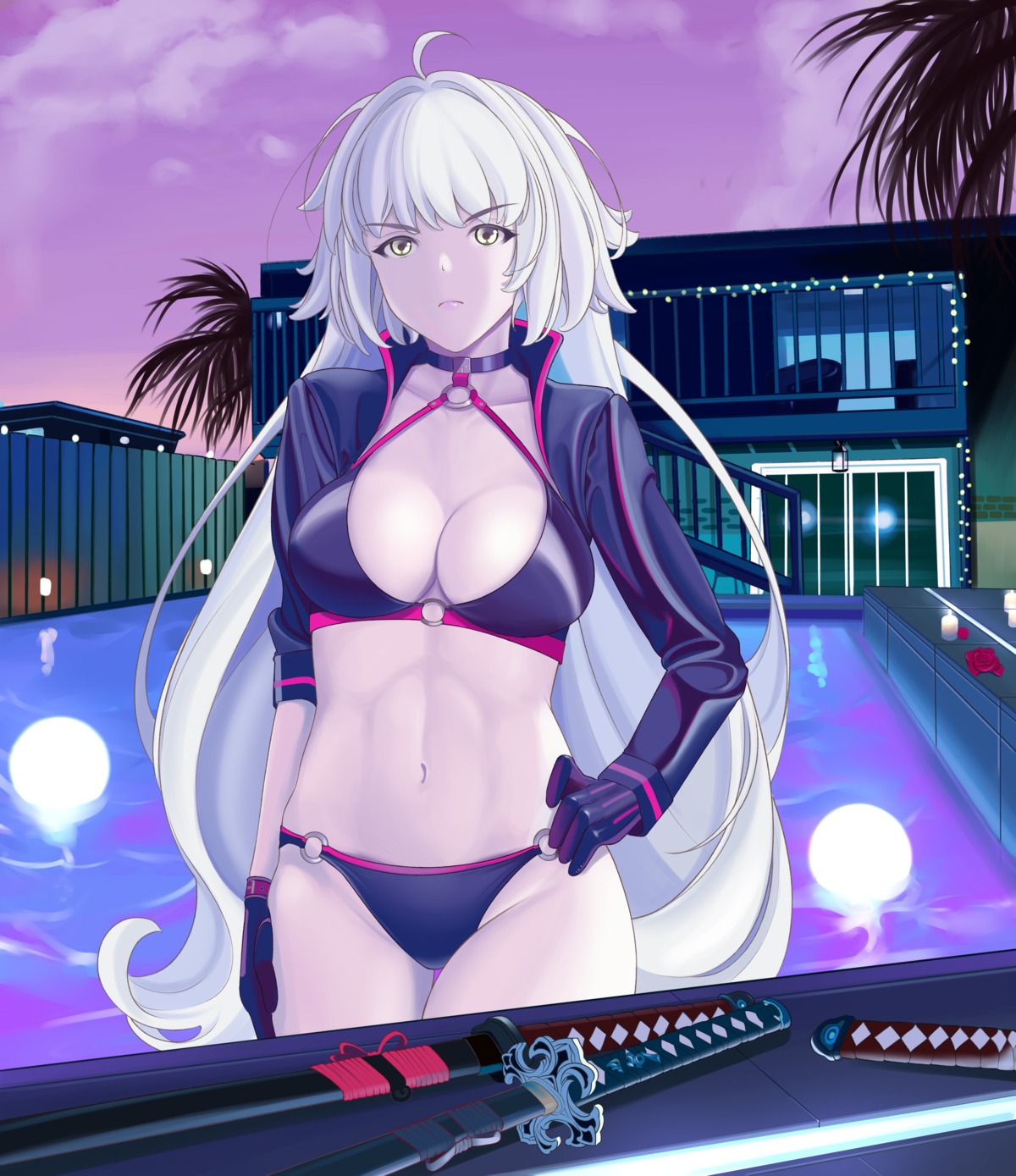 bikini cleavage fate/grand_order jeanne_d'arc jeanne_d'arc_(alter)_(fate) quatthro swimsuits sword