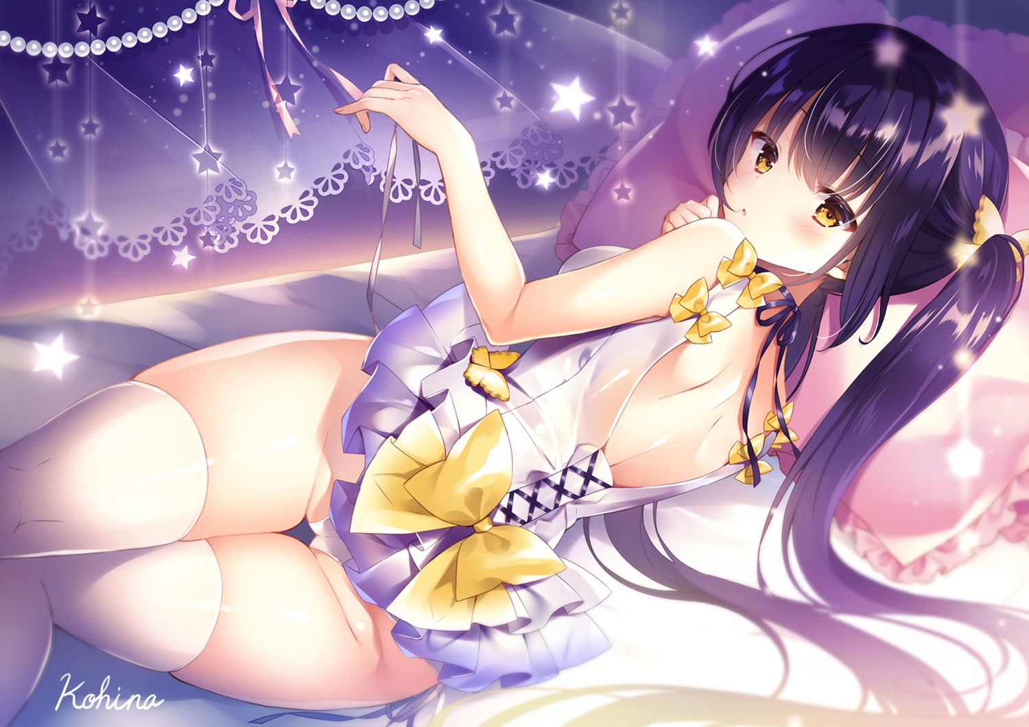 dress nanohana_kohina pantsu thighhighs undressing