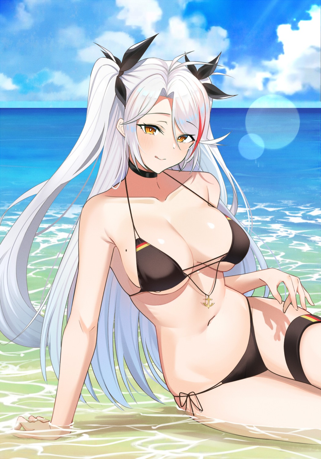 azur_lane bikini garter prinz_eugen_(azur_lane) swimsuits wet xiaoxiao_de_kuangsan