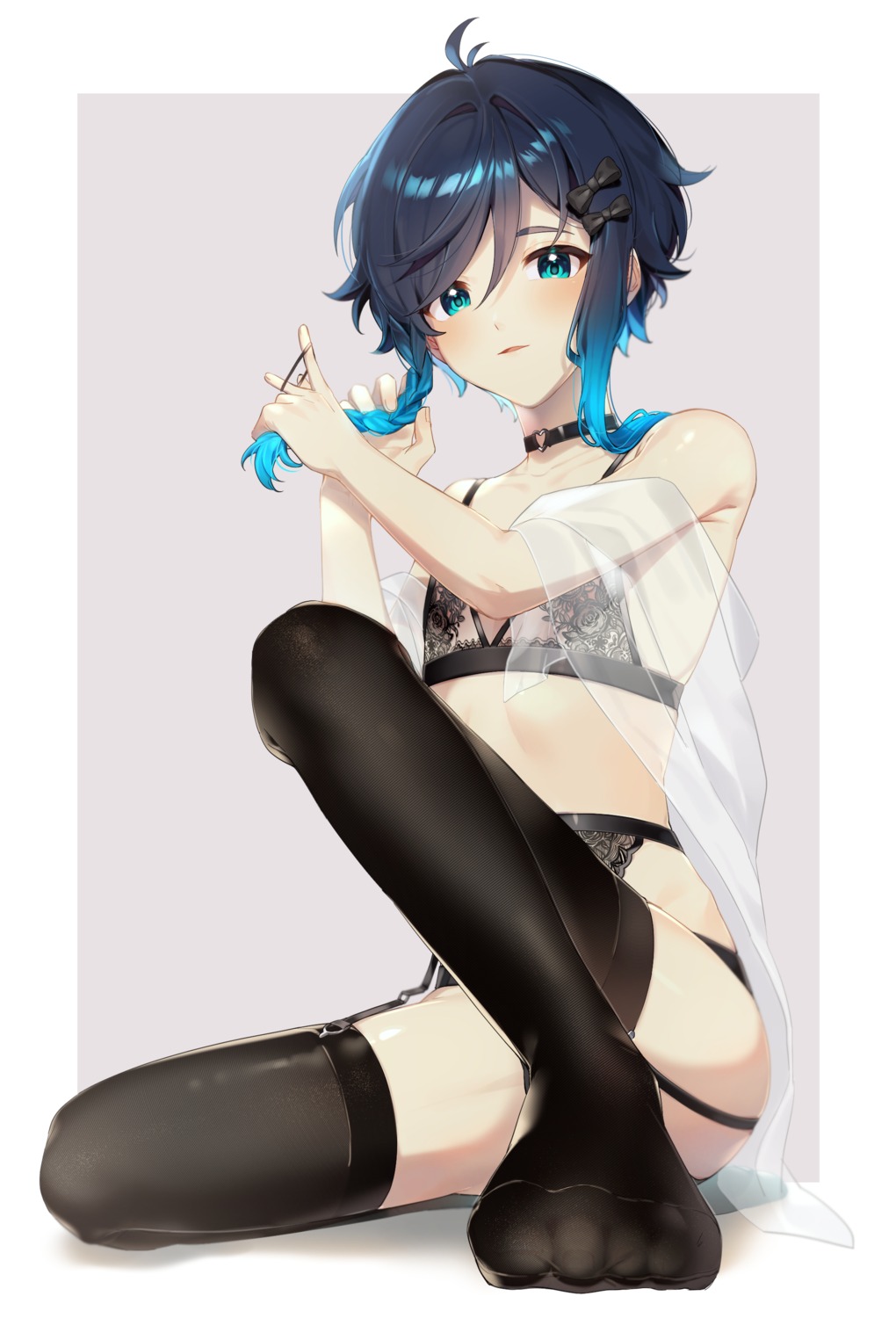 bra feet garter_belt genshin_impact kkopoli pantsu stockings thighhighs trap venti