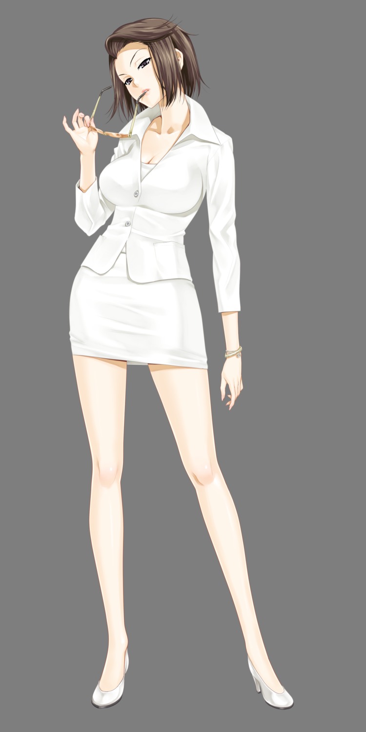 business_suit cleavage happoubi_jin heels megane suma_azusa transparent_png zettai_shougeki_platonic_heart