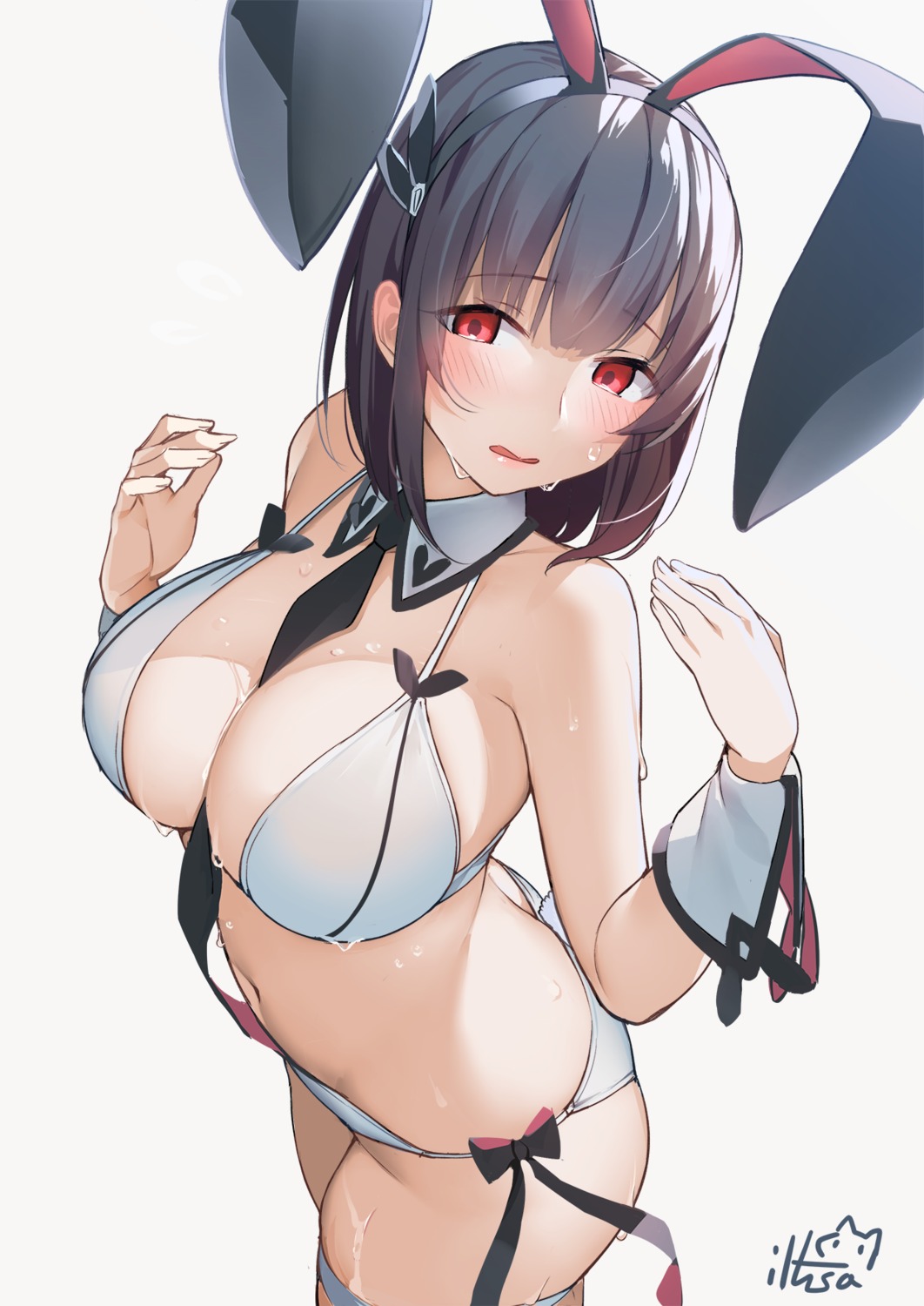 animal_ears bikini bunny_ears cleavage garter iltusa swimsuits wet