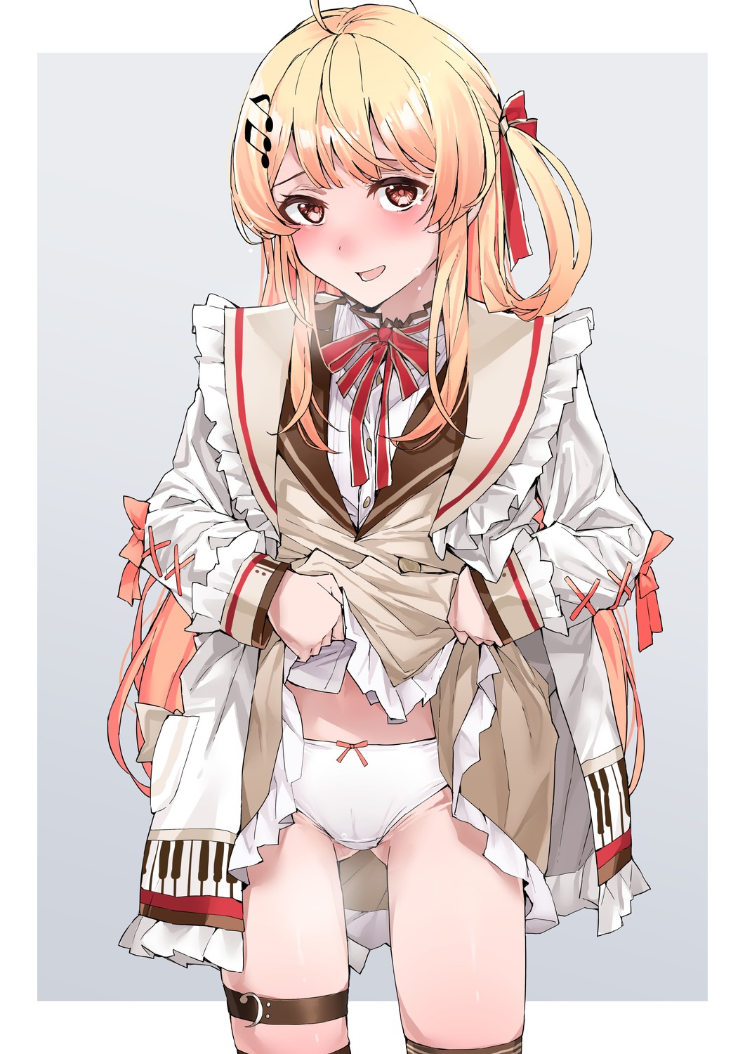 yuukauta hololive otonose kanade cameltoe garter pantsu seifuku skirt lift ...