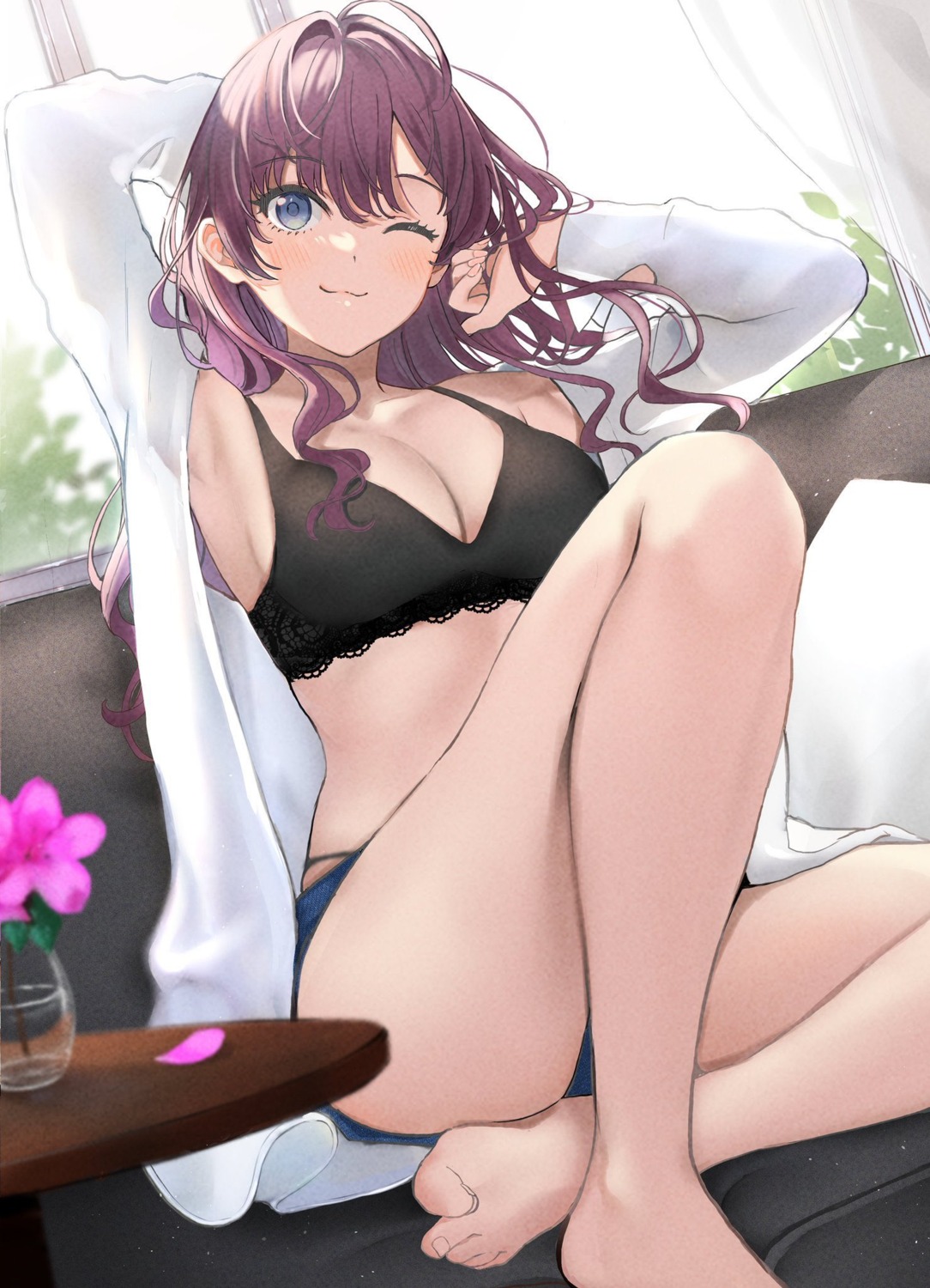 bra cleavage hamu_(plot_sy) ichinose_shiki open_shirt pantsu the_idolm@ster the_idolm@ster_cinderella_girls