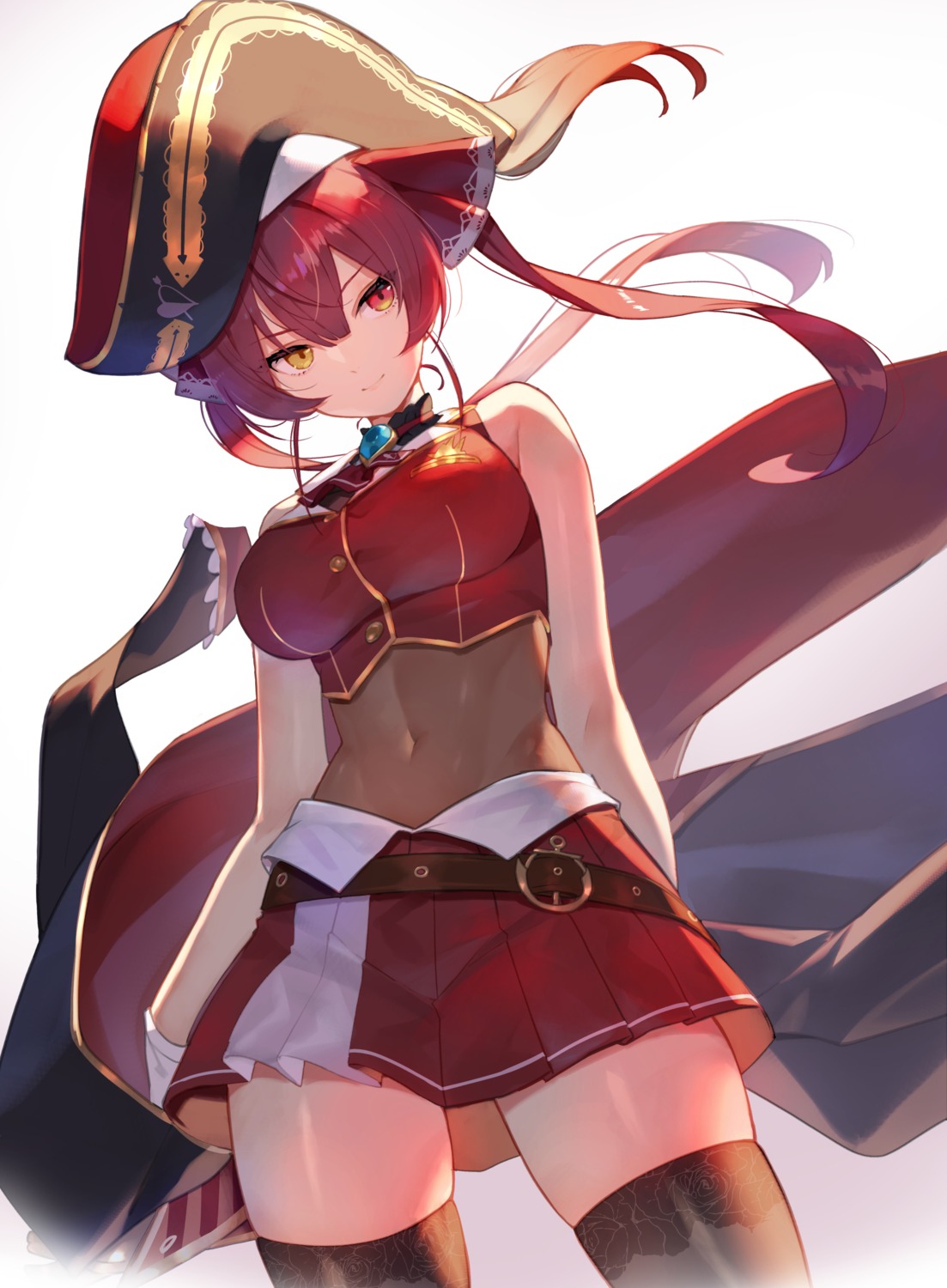 heterochromia hololive houshou_marine pirate scottie see_through thighhighs