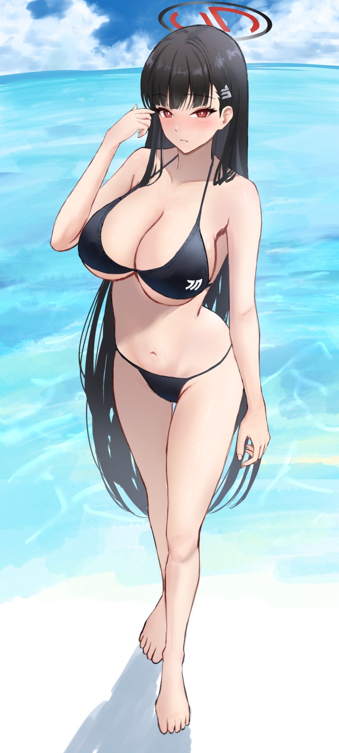 asao_(asaomm12345) bikini blue_archive halo swimsuits tsukatsuki_rio