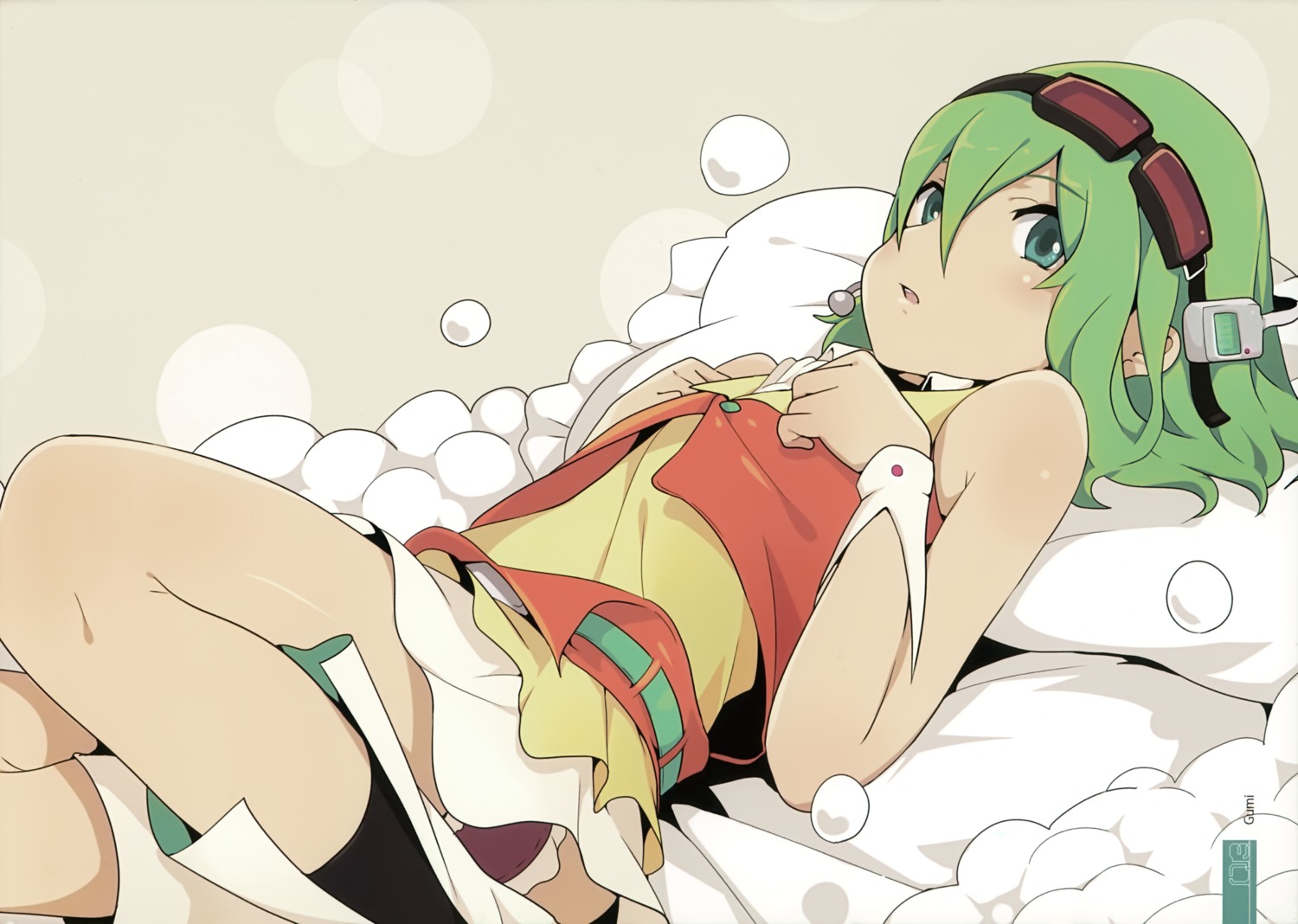 breast_hold garter gumi headphones milky_been! ogipote vocaloid