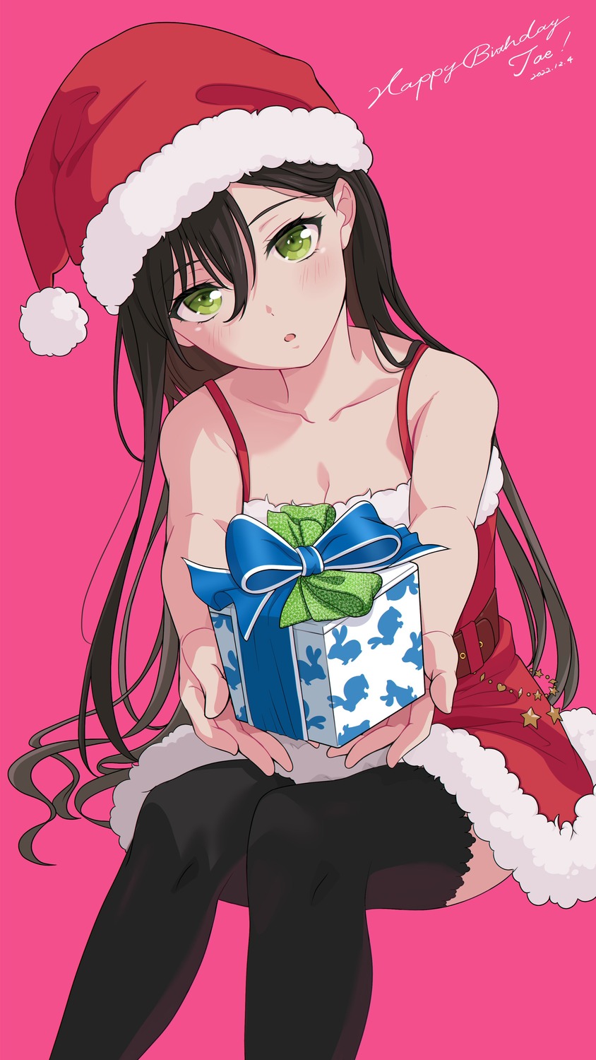 bang_dream! christmas dress hanazono_tae nobusawa_osamu thighhighs