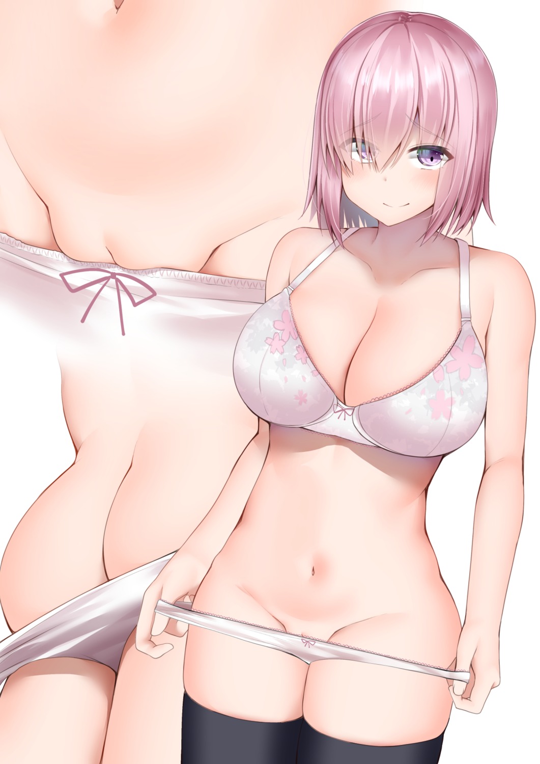 ass bra fate/grand_order kitajima_yuuki mash_kyrielight pantsu panty_pull pussy thighhighs uncensored undressing