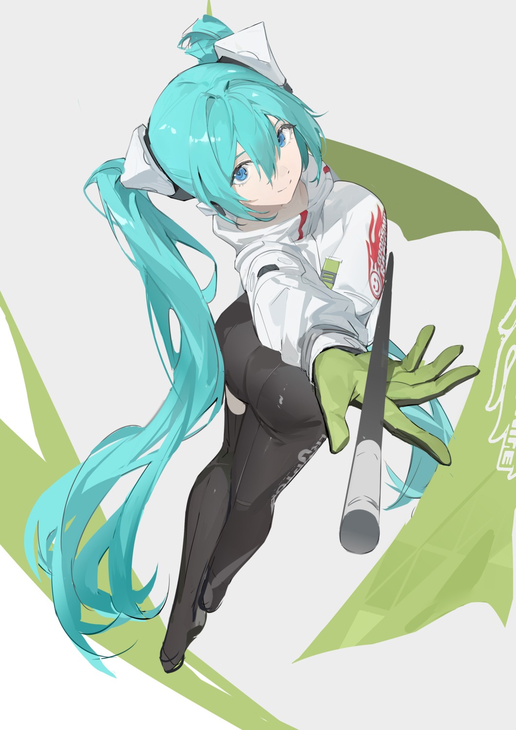 ass bodysuit goodsmile_racing hatsune_miku racing_miku sketch thighhighs vocaloid yeyuanqianqianqian