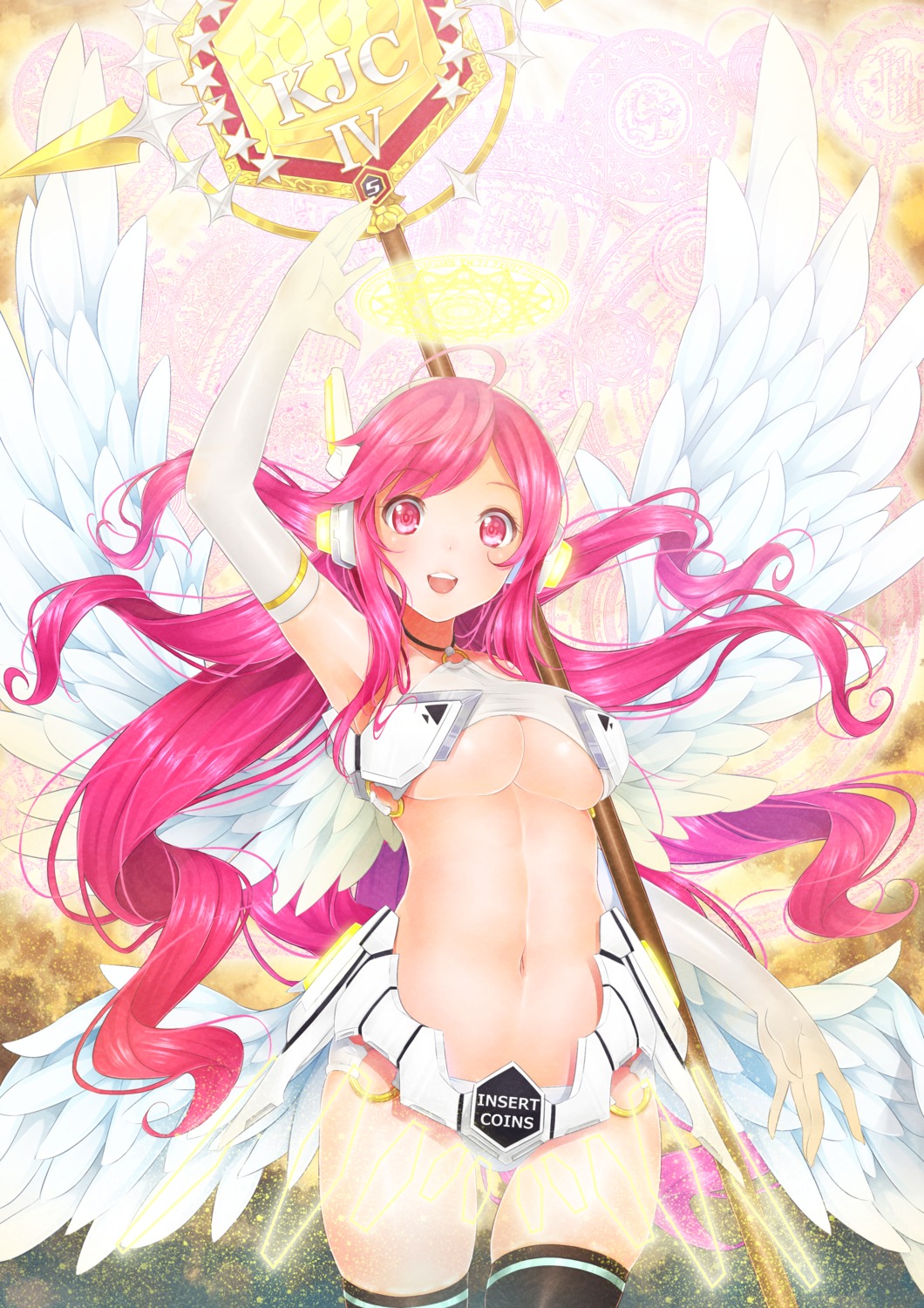 angel bikini_armor katoma rasis sound_voltex thighhighs underboob weapon wings