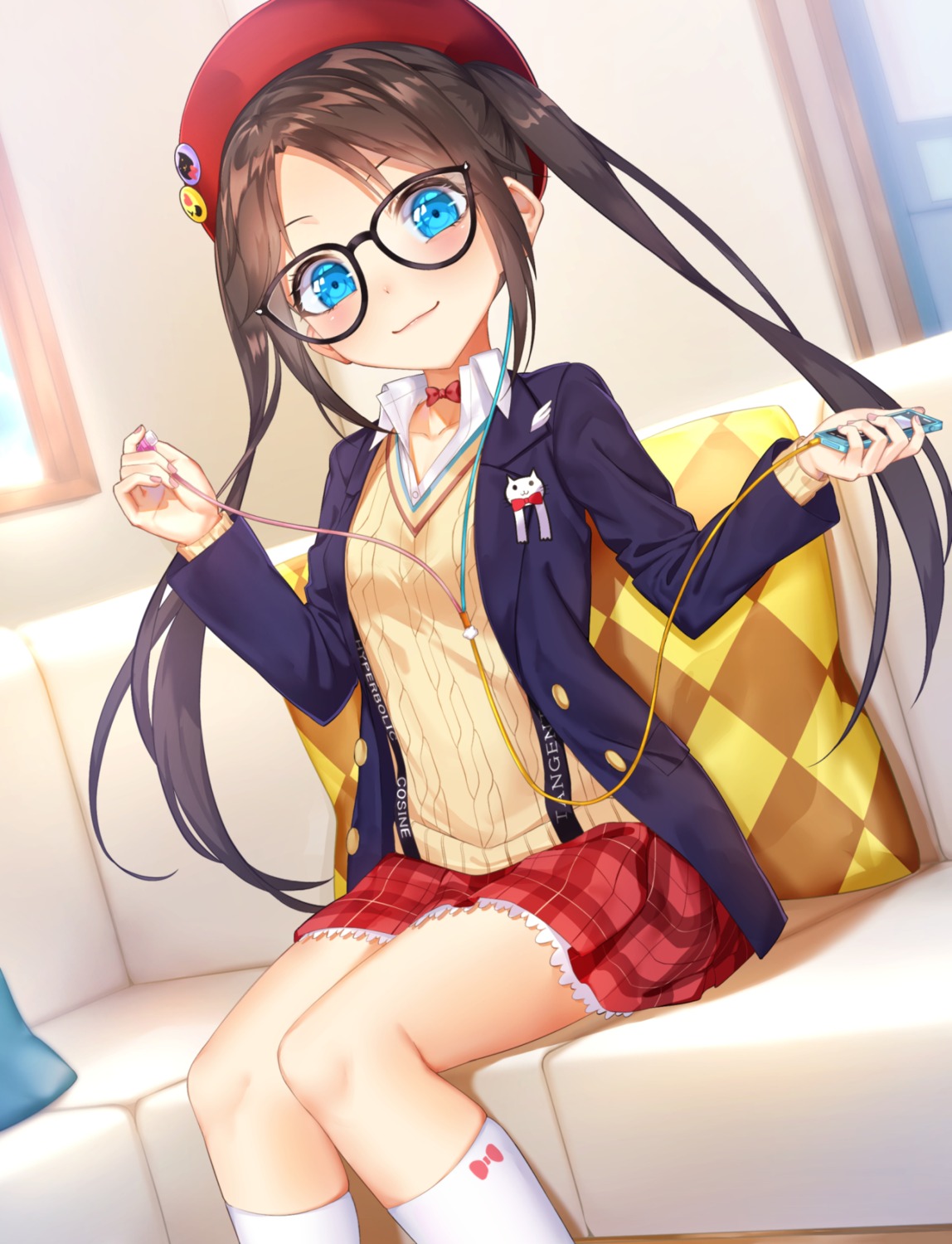 hachinatsu headphones megane mitsumine_yuika seifuku sweater the_idolm@ster the_idolm@ster_shiny_colors