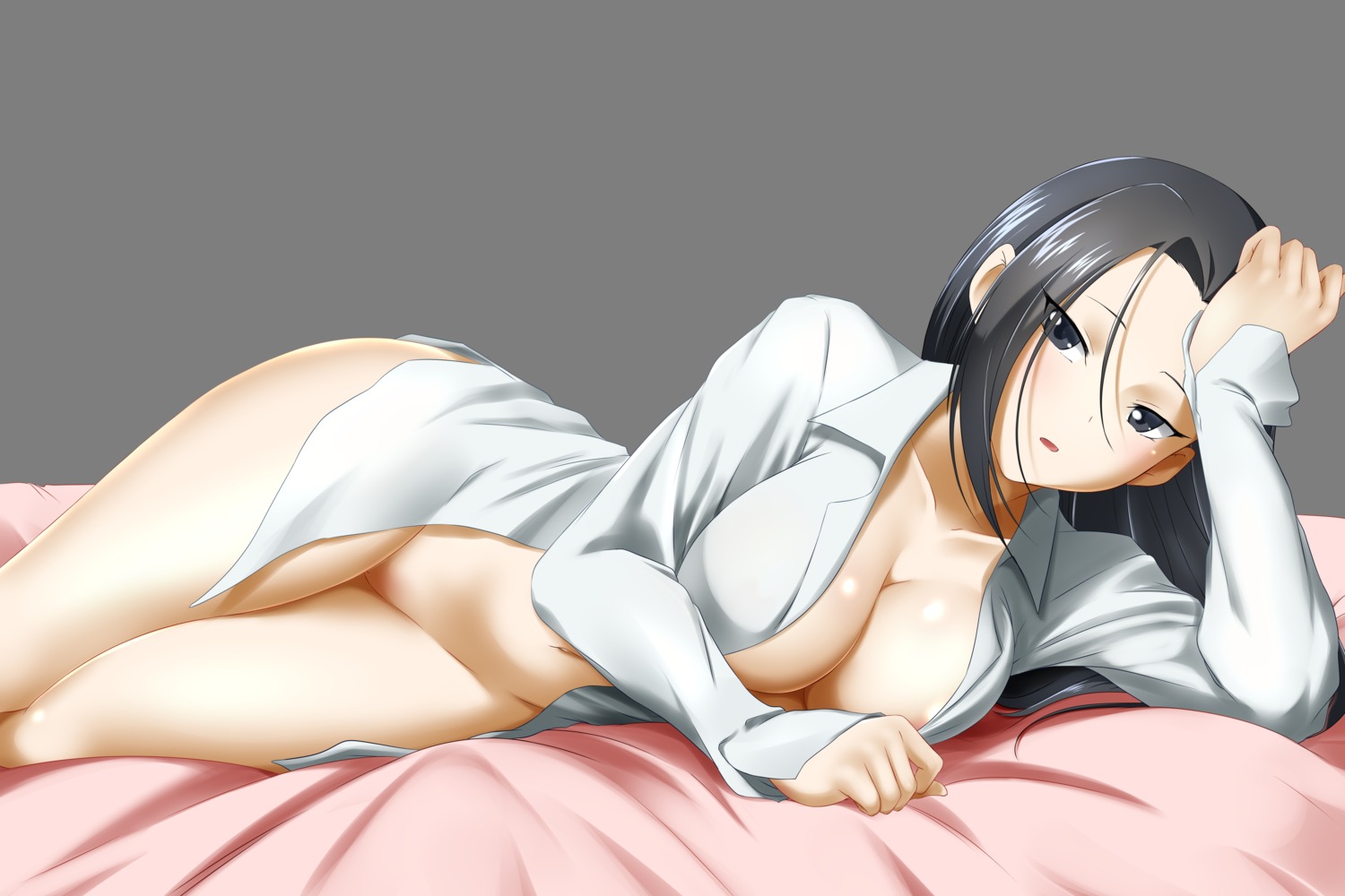 alfred_cullado areola boku_no_hero_academia bottomless dress_shirt no_bra open_shirt pussy transparent_png uncensored yaoyorozu_momo