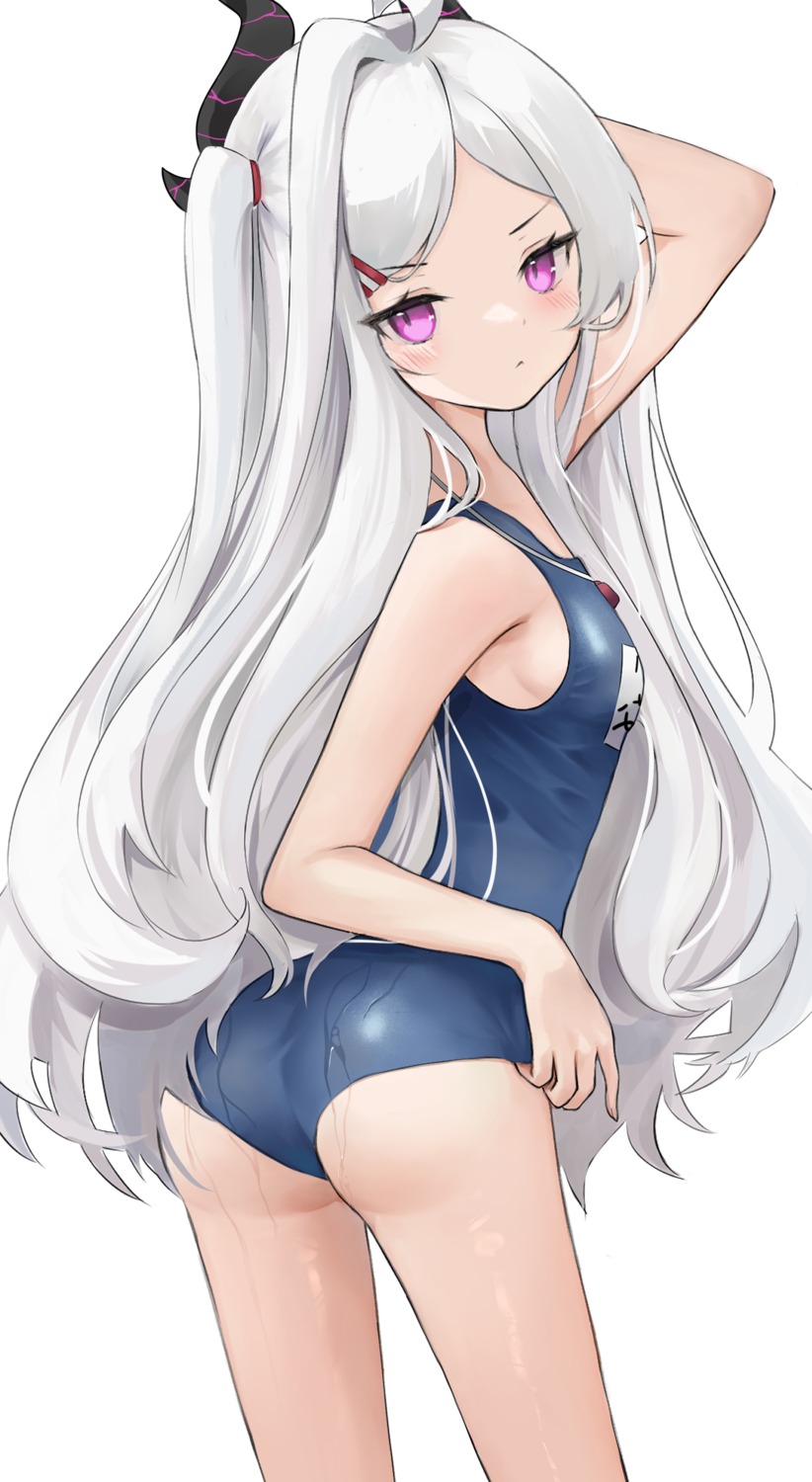 ass blue_archive chiimanju horns loli school_swimsuit sorasaki_hina swimsuits wet