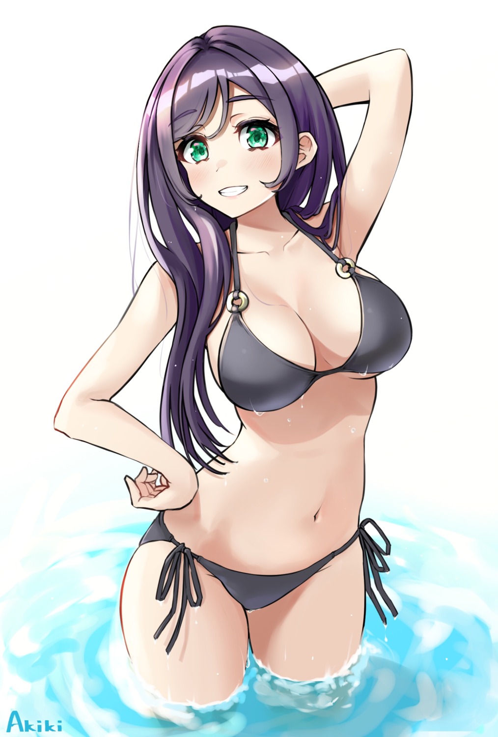 akiki bikini cleavage love_live! swimsuits toujou_nozomi wet