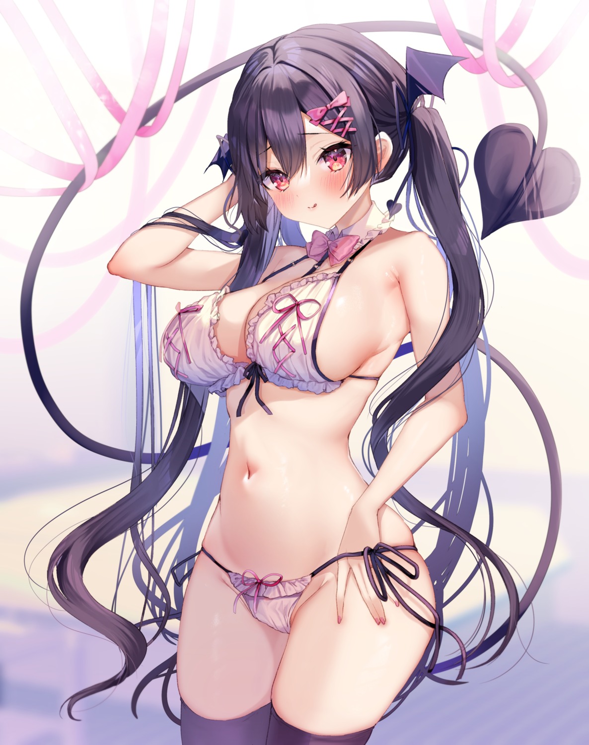 ayuma_sayu bra koarai_liath lingerie pantsu string_panties tail thighhighs