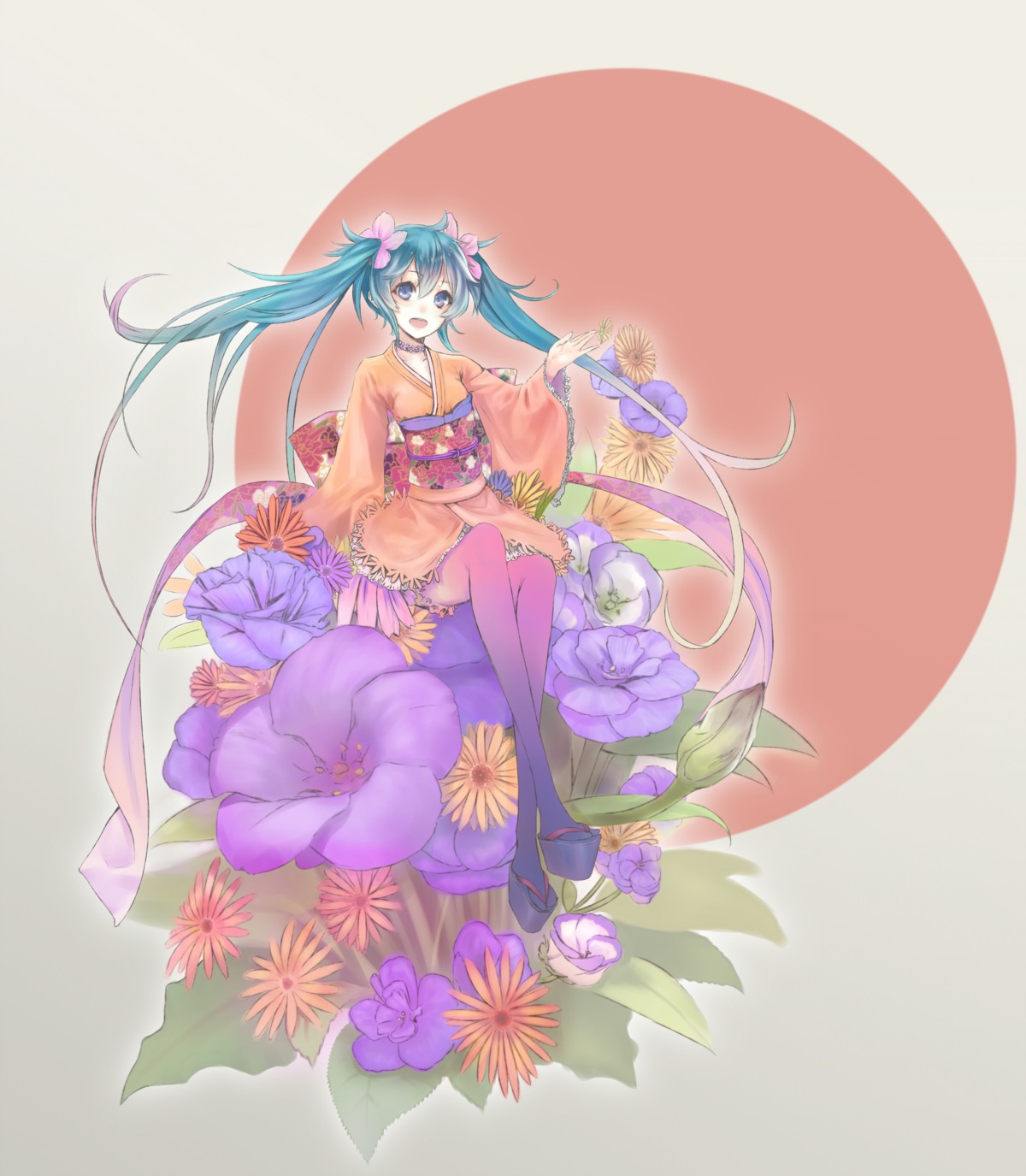 hatsune_miku minevi thighhighs vocaloid yukata